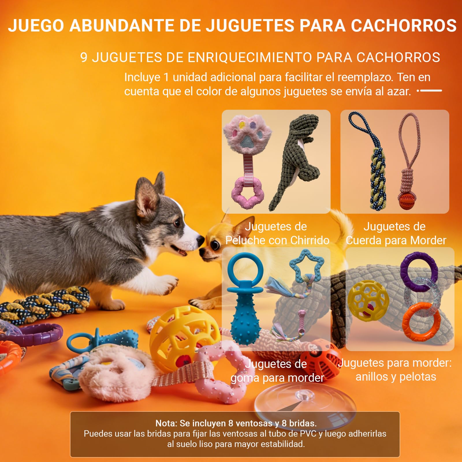 Gimnasio de juego para cachorros, con 9 juguetes interactivos para perros, juguetes de enriquecimiento para cachorros para mantenerlos ocupados, 24 x 24 x 24 pulgadas, juguetes para mascotas