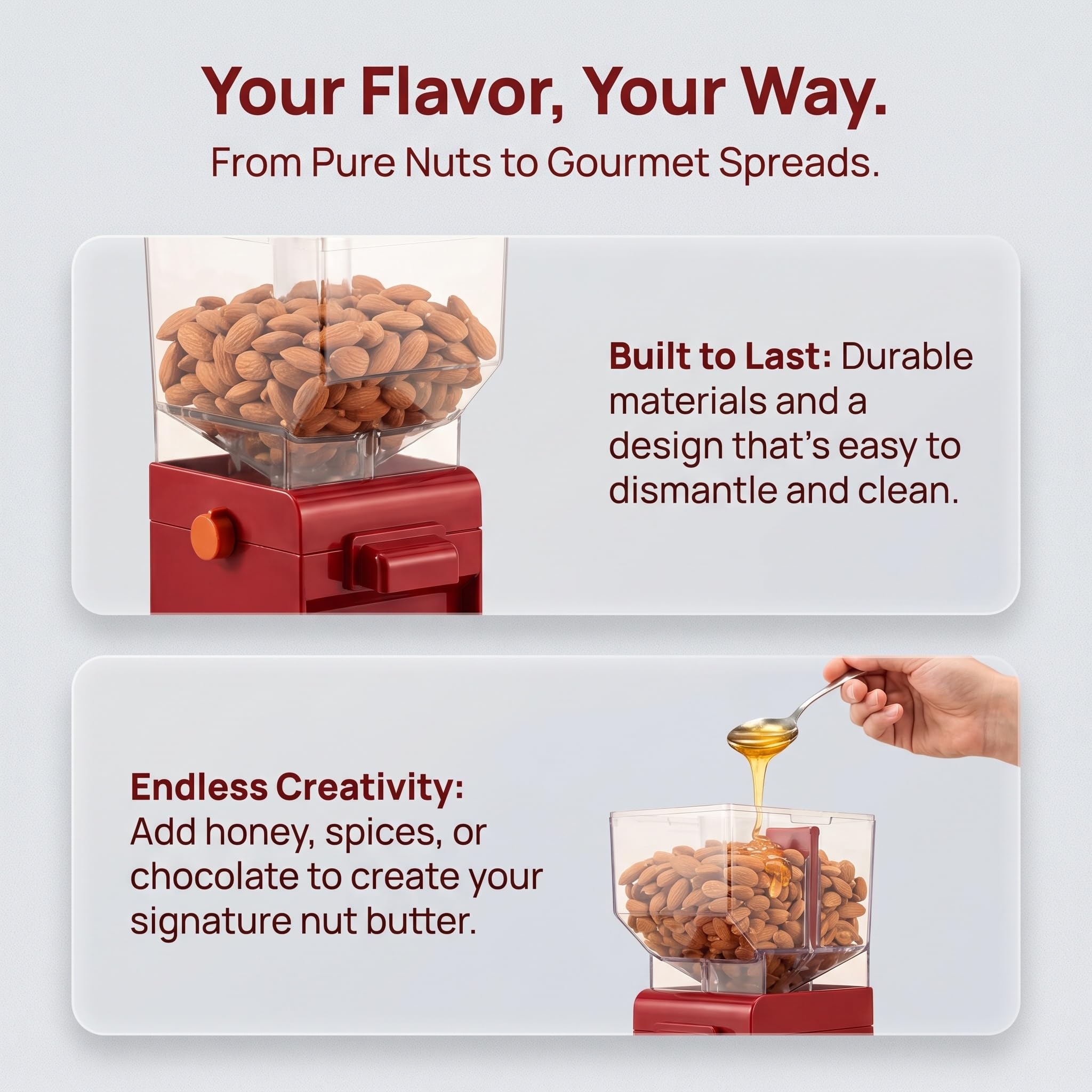 Máquina Para Hacer Mantequilla De Frutos Secos, Máquina Manual Para Hacer Mantequilla De Cacahuete, Molinillo De Cocina Portátil, Para Almendras, Anacardos, Avellanas, Fácil De Limpiar Para