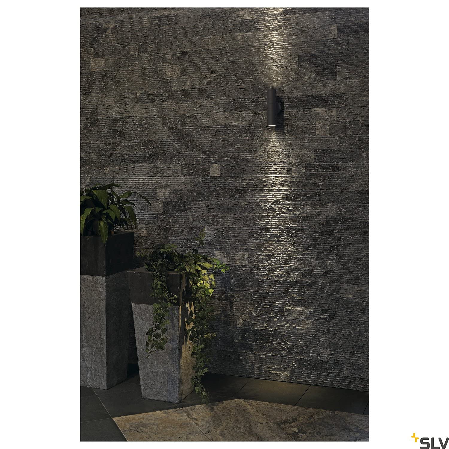 SLV Wandaufbauleuchte ASTINA/Beleuchtung für Wände, Wege, Eingänge, LED Spot außen, Aufbau-Leuchte Outdoor, Gartenlampe / GU10 IP44 11W anthrazit
