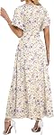 WNEEDU 2026 Robe Maxi d'été avec poches pour femme, taille empire,Pair avec sandales et bijoux,Idéal pour les vacances et le mariage