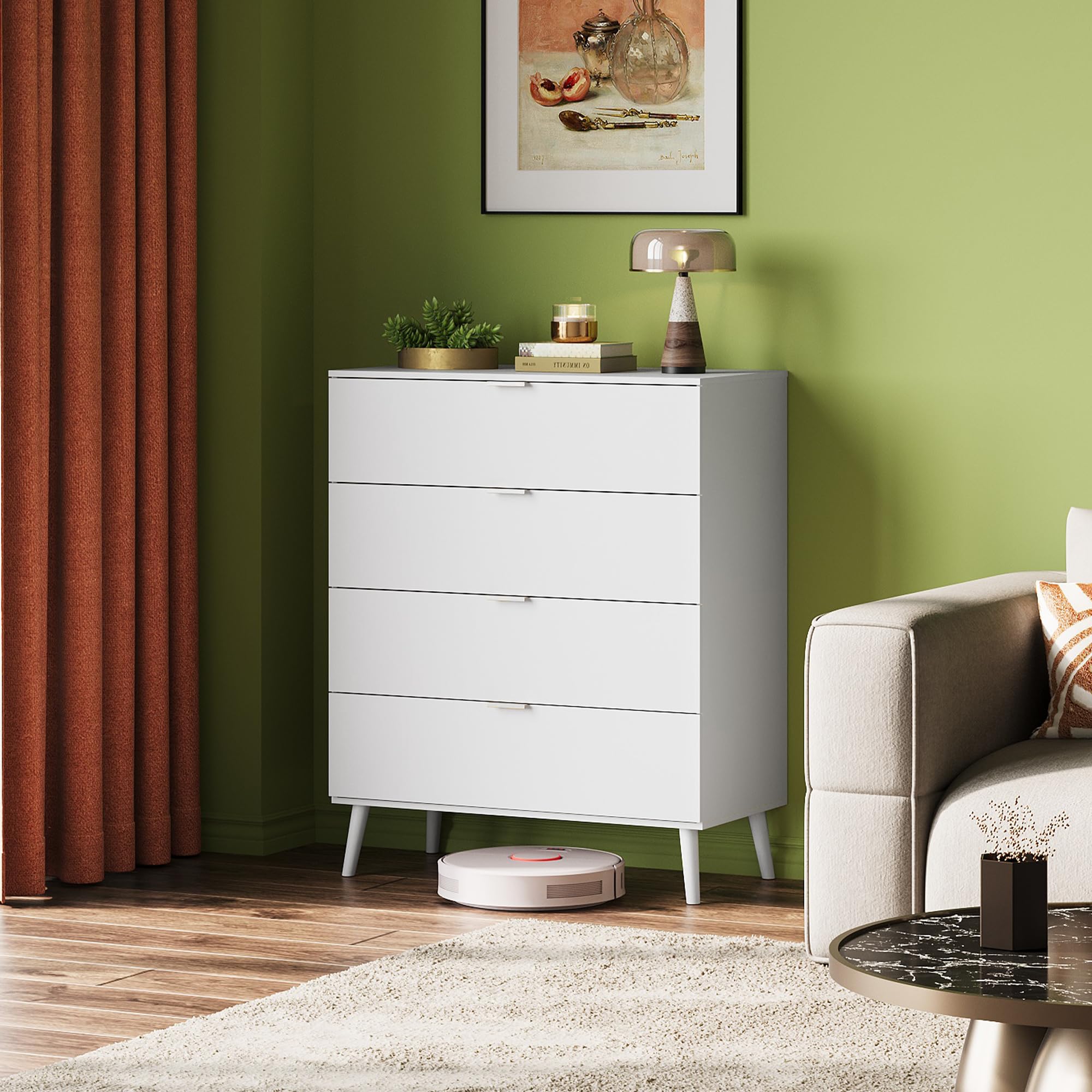 white modern dresser Amazon.com: WLIVE 4 Drawer Dresser for Bedroom, Wooden White Tall Dresser, Modern  Dressers with Sturdy Metal Handle, Small Chest of Drawers for Living Room,  Hallway : Home & Kitchen