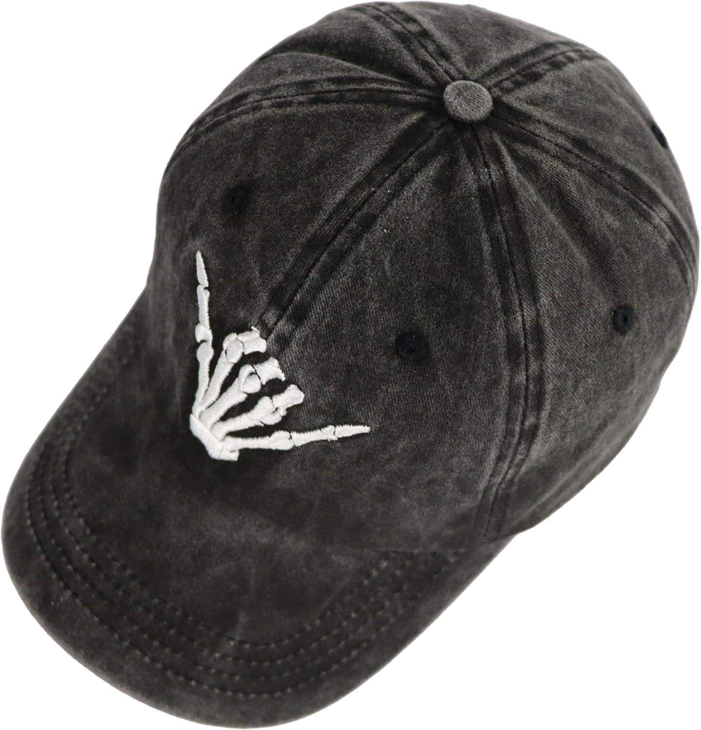 Spooky Halloween Baseball Cap, Funny Adjustable Embroidered Washed Vintage Cotton Skeleton Hand Hat for Men Women - Image 4