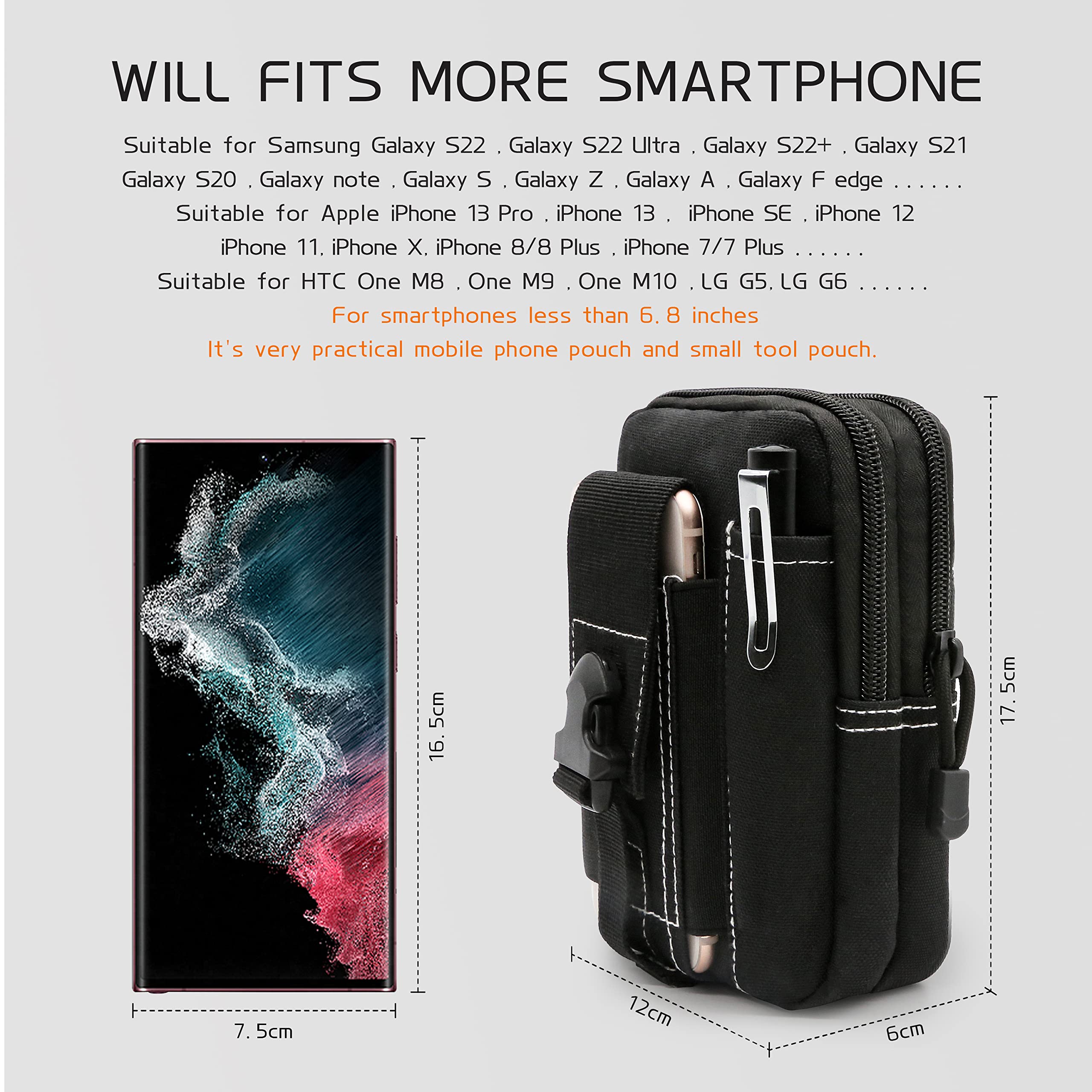 Pochette Holster Étui Ceinture Pochette Téléphone Holster - Sacoche Multi-usages Homme - Porte Smartphone Et Accessoires étui Ceinture Smartphone