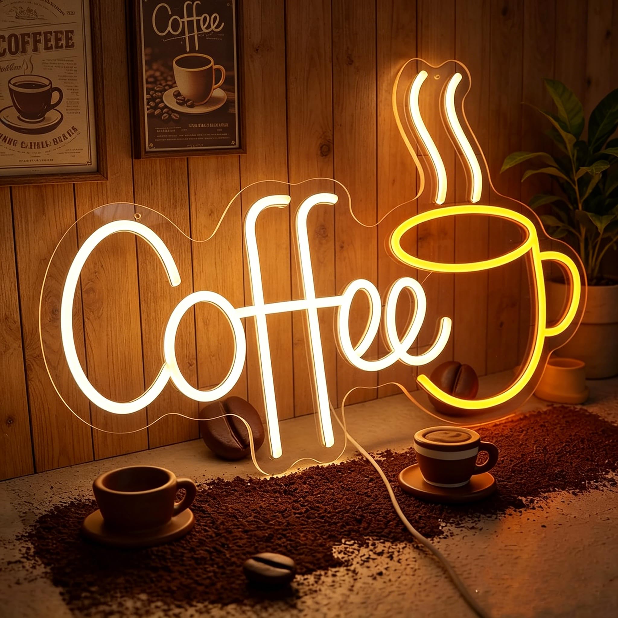 Photo 1 of Coffee Neon Sign LED Coffee Lights for Coffee Bar Shop Wall Decor 19.6In