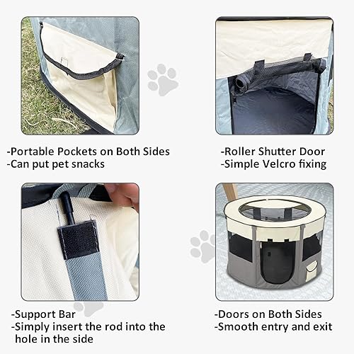 Miniatura 10 de Apatal Corralito portátil para mascotas plegable plegable para hacer ejercicio para gatos para entrega de gatos sala de aislamiento para perros casa