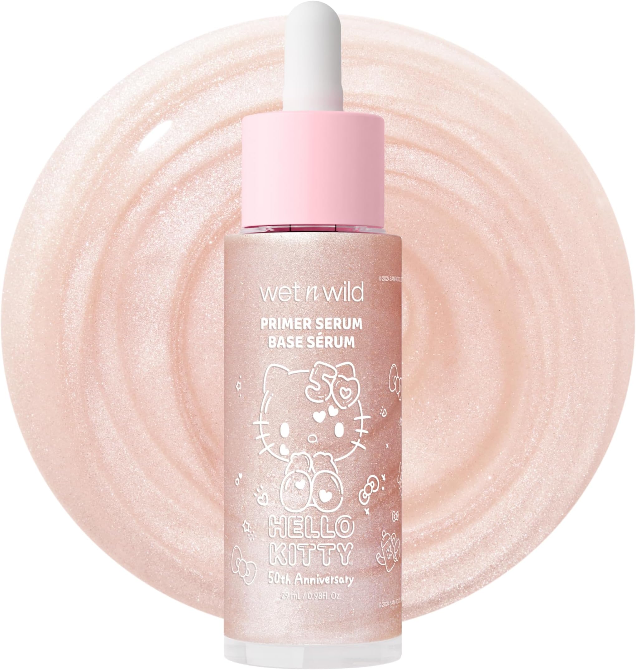 wet n wild Hello Kitty Primer Serum, Infused Vitamin E & Diamond Powder for Long-Lasting Hydration, Warm Apple Pie Lightly Scented, Cruelty-Free & Vegan