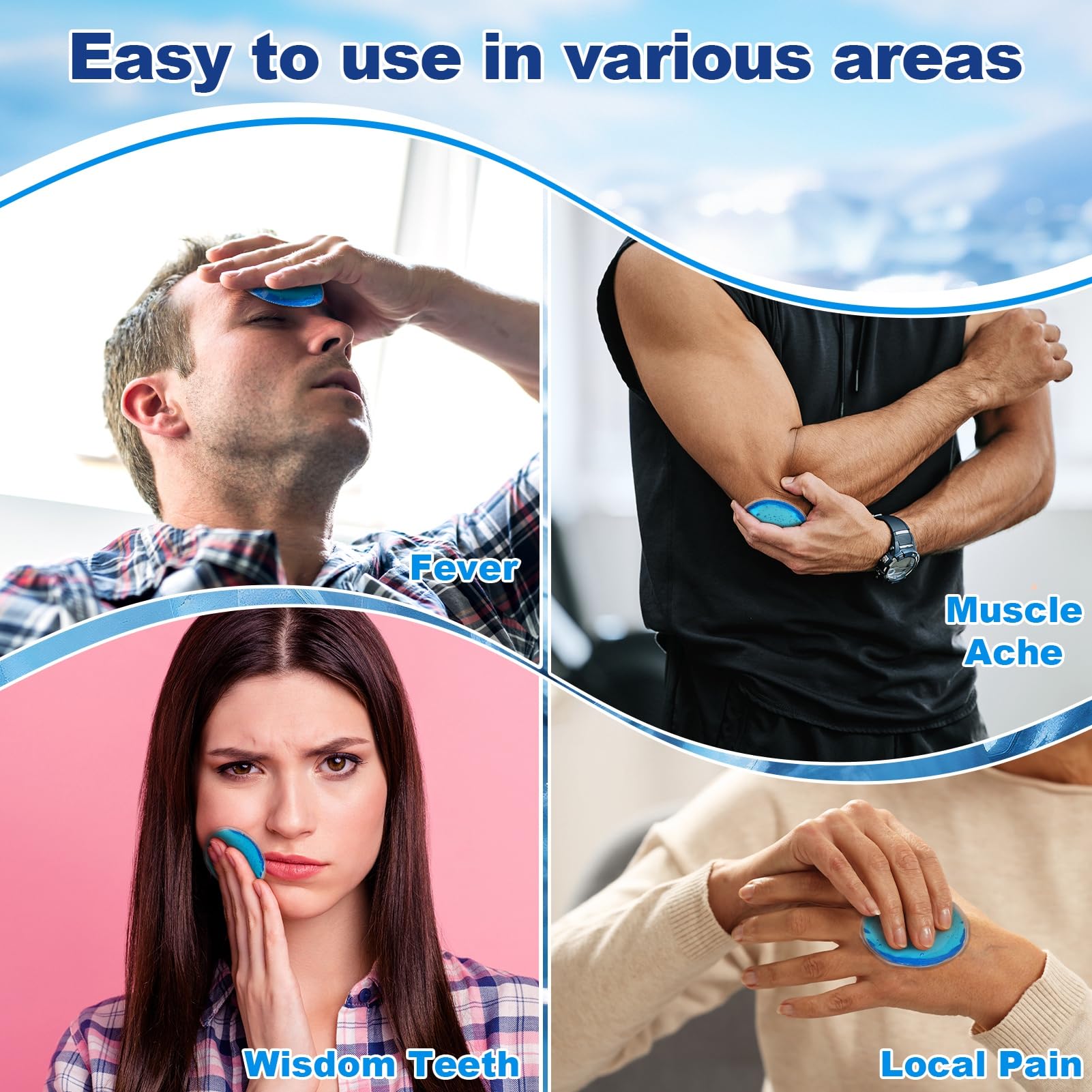 Lot de 20 compresses de glace réutilisables pour blessures, compresse chaude et froide pour le visage, les dents de sagesse, la chirurgie du sein