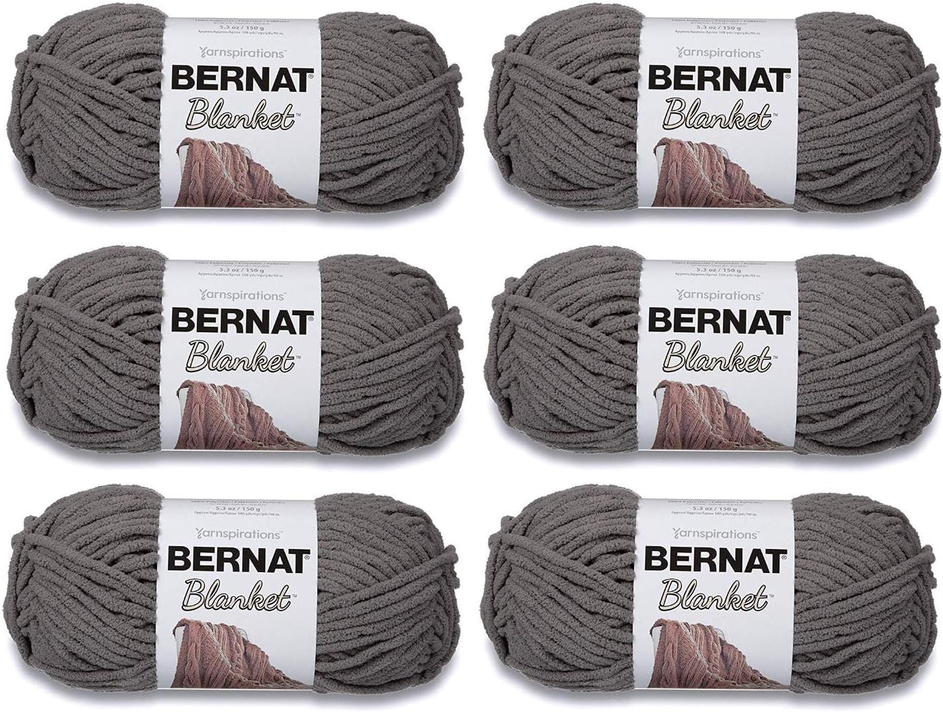 Bernat Blanket Yarn - 6 Pack (Dark Grey)