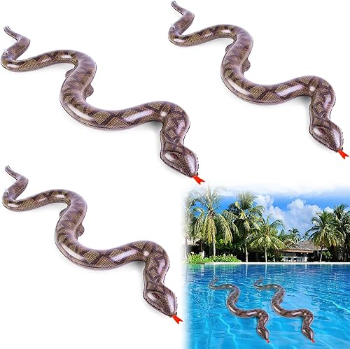 FUTUREPLUSX Serpientes inflables falsas, 3 piezas inflables inflables de serpientes de piscina de animales para decoración de fiesta de reptiles en