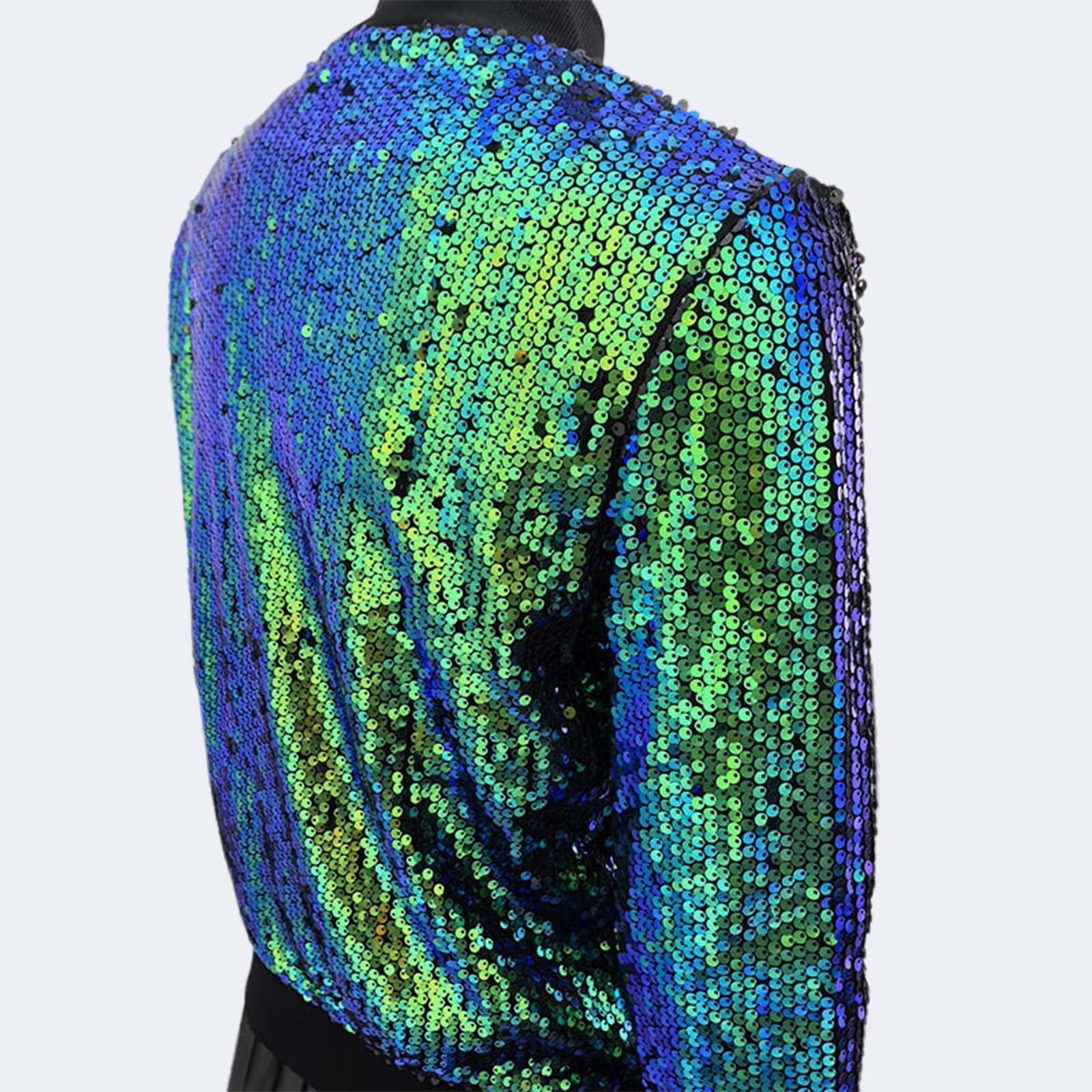 Baseball Jacke Damen Pailletten Reißverschluss Langarm Jacken Blazer Sakko Pailletten Blazer Jacke Elegant Kurz Sakko Rave Party Outwear Blazermantel Bomberjacke Bikerjacke Übergangsjacke Lässig