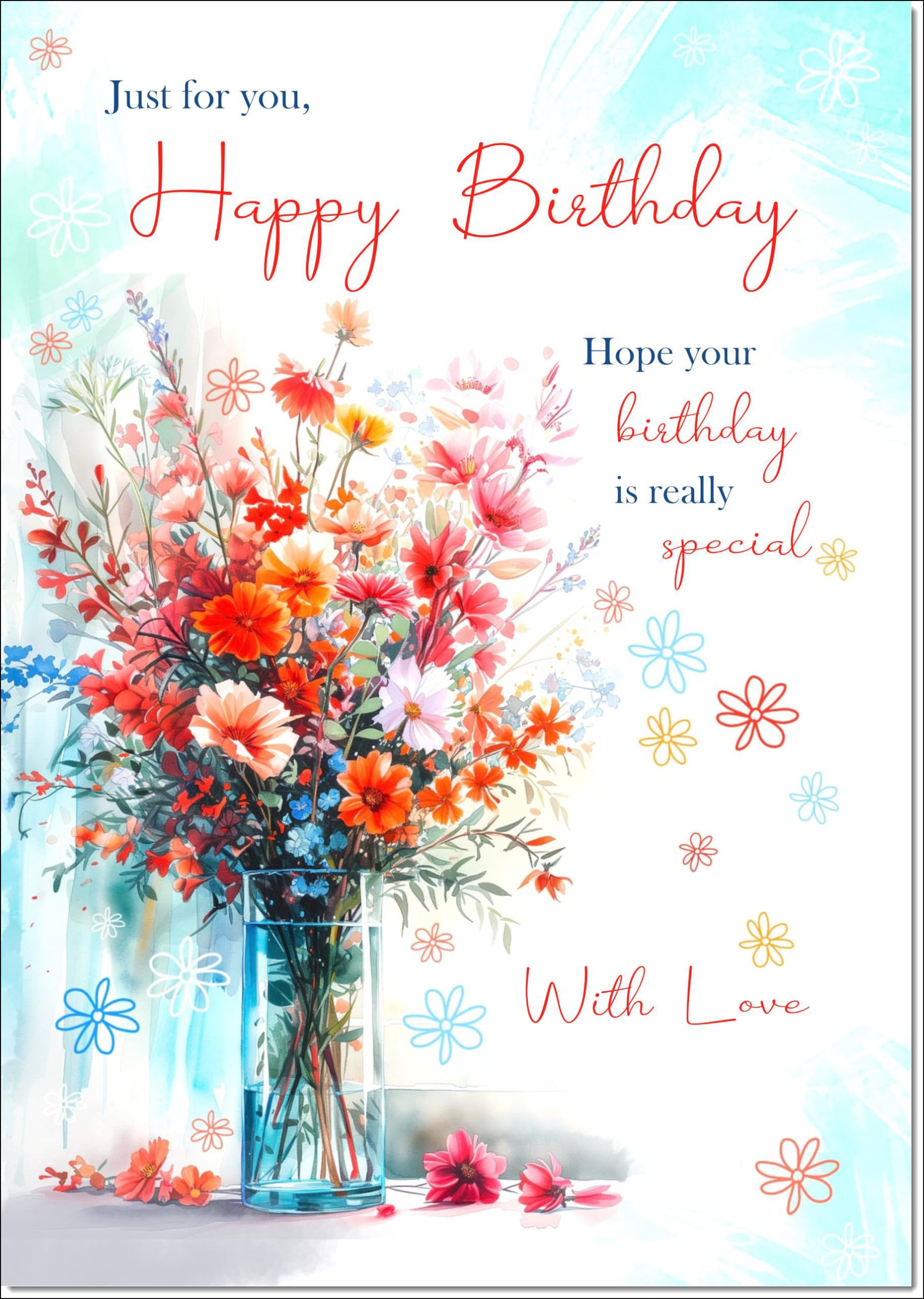 doodlecards Birthday Card for Her Bright Bouquet Large A4 Size with Plain Envelope — image 1