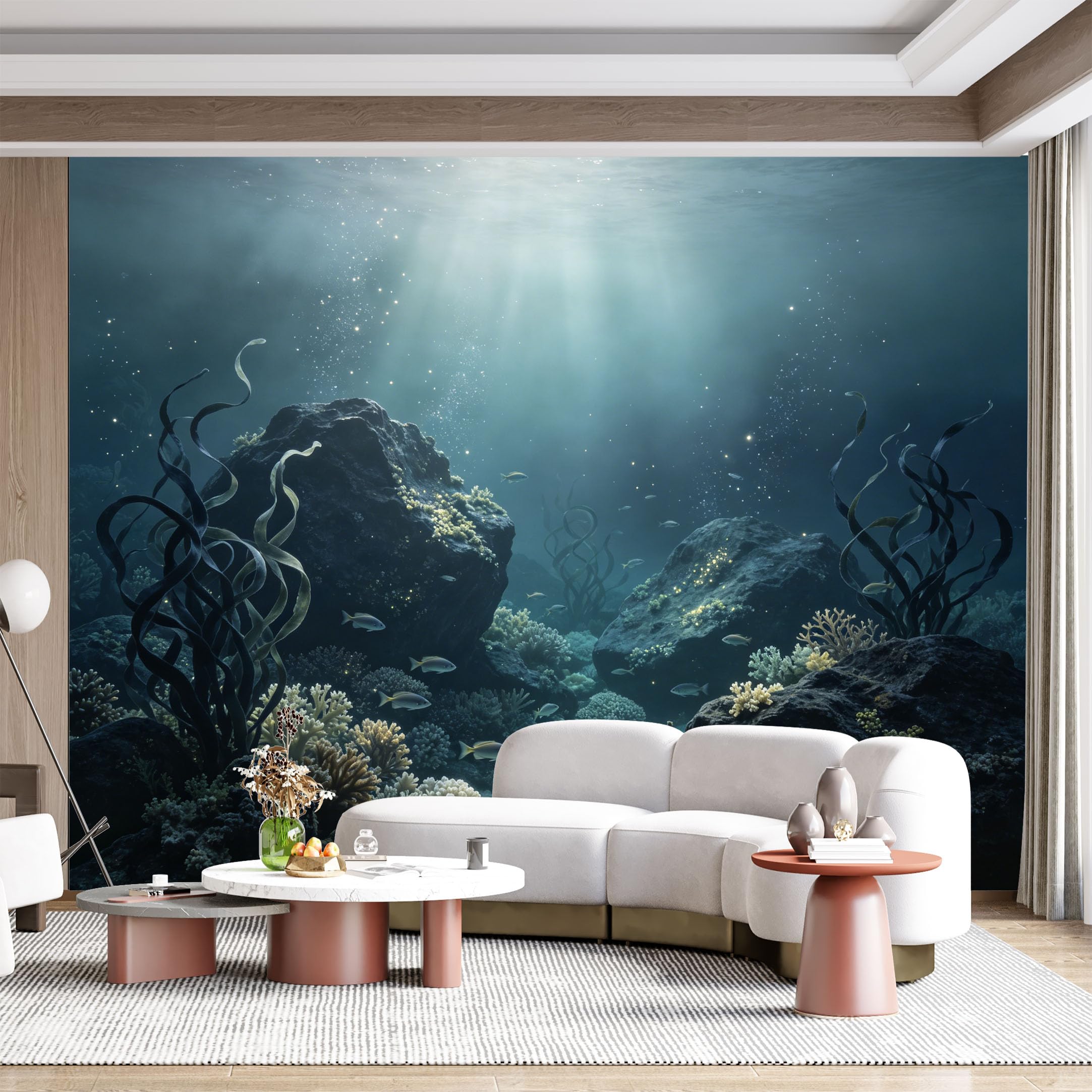 Custom Size Wall Mural Underwater Ocean Marine Life Coral Reef Kelp Forest Vivid Seascape SelfAdhesive Wall Fabric Removable for Home Office Decor