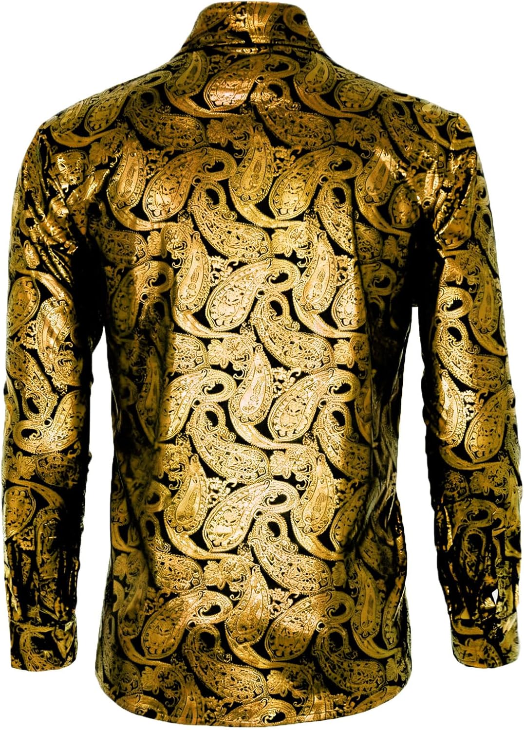 Men's 70s Disco Shirt Paisley Retro Floral Top Long Sleeve Casual Party Dress Shirts - Image 3