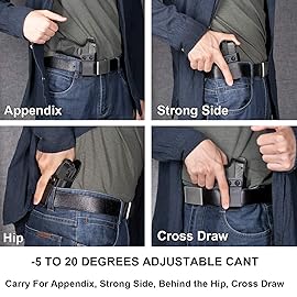 IWB Holster Compatible with Glock 19 (Gen 3-4), 23 32 (Gen3 4), G19X, Inside Waistband Carry, 9mm Holster, Adj. Cant & Retention, Available in Kydex and Polymer