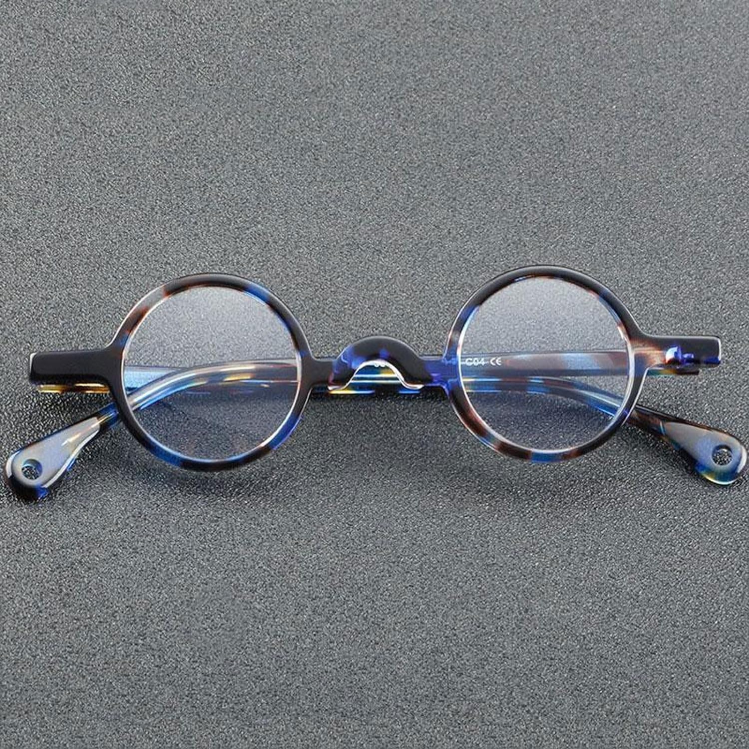 Oprawki do okularów damskie Okrągłe oprawki do okularów z octanu Unikalne oprawki do okularów vintage z soczewkami Okulary męskie Podróbki okularów(Style4)