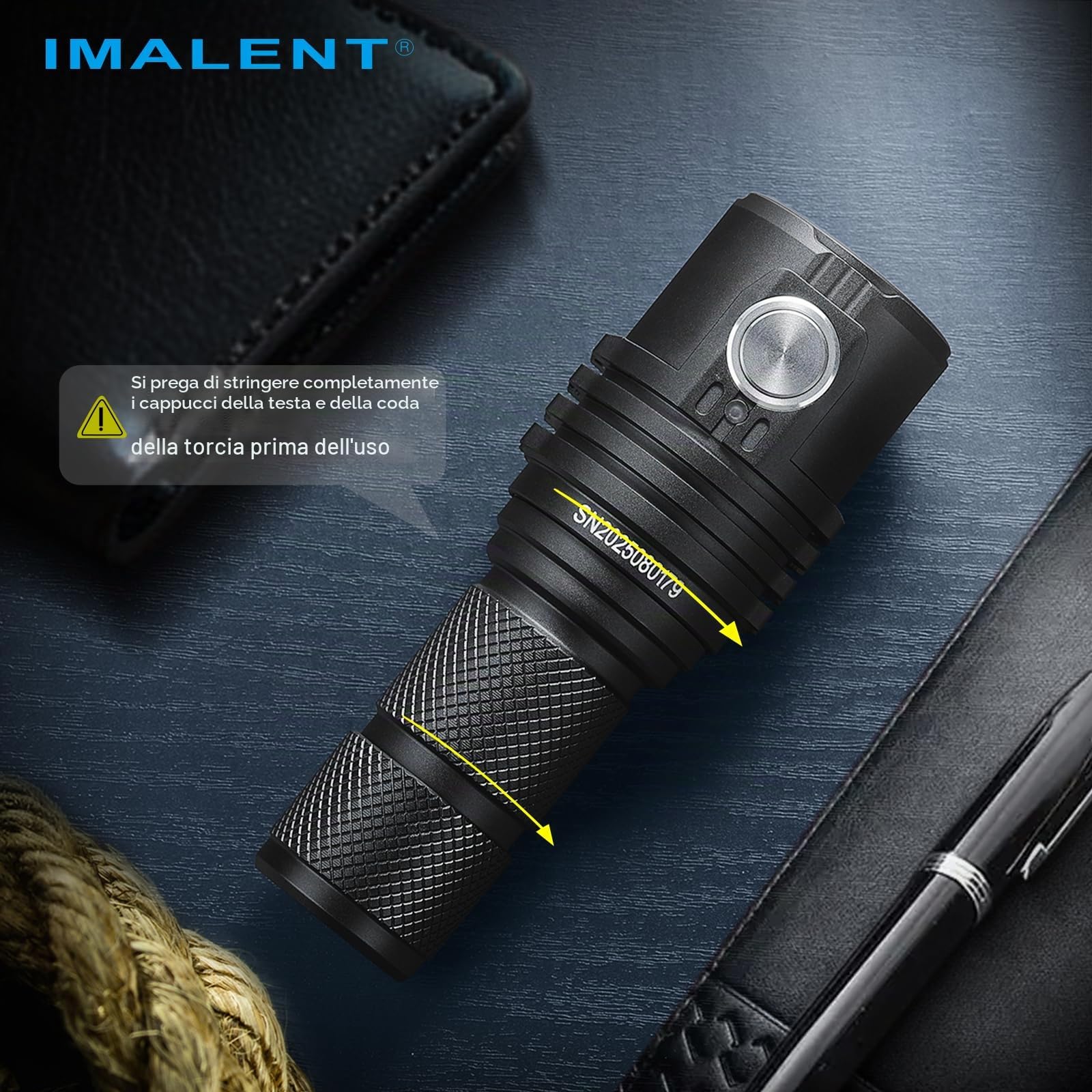 IMALENT MS03 Torcia LED Ricaricabile, Torcia Led Potente Professionale 13000 Lumen, Ricaricabile USB Tattica Torce, XHP70.2 Militare Impermeabile IPX8, 6 Modalità per Campeggio Trekking