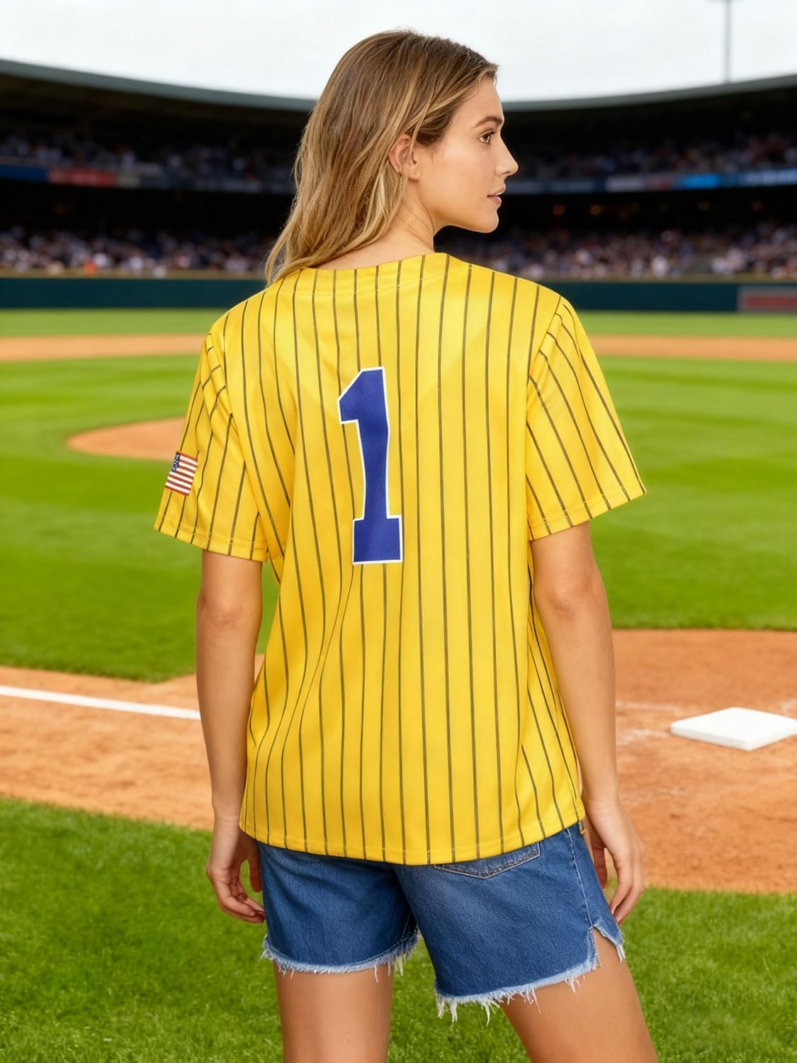 Baseball Shirt Women Baseball Player Jersey Game Day Fan Graphic Tees Button up Short Sleeve T-Shirt - Image 2