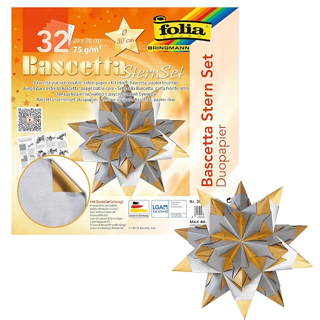 Folia 366/2020 Bascetta Duo - Set de papeles transparentes de 20 x 20 cm para construcción de estrellas (32…