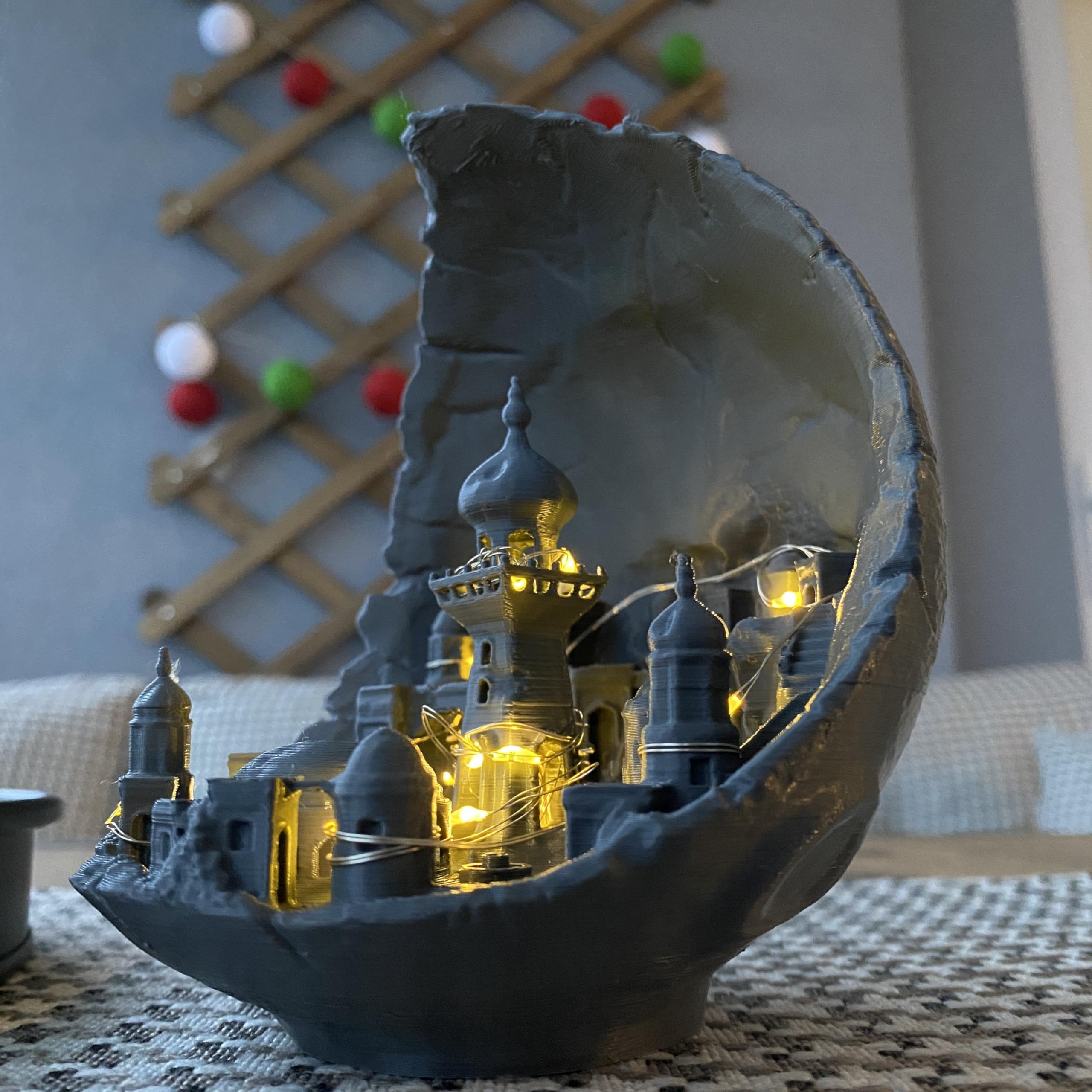 Genel Ay Şehri Peri Ledli Dekoratif Obje Diorama Ay Şehri Dekor