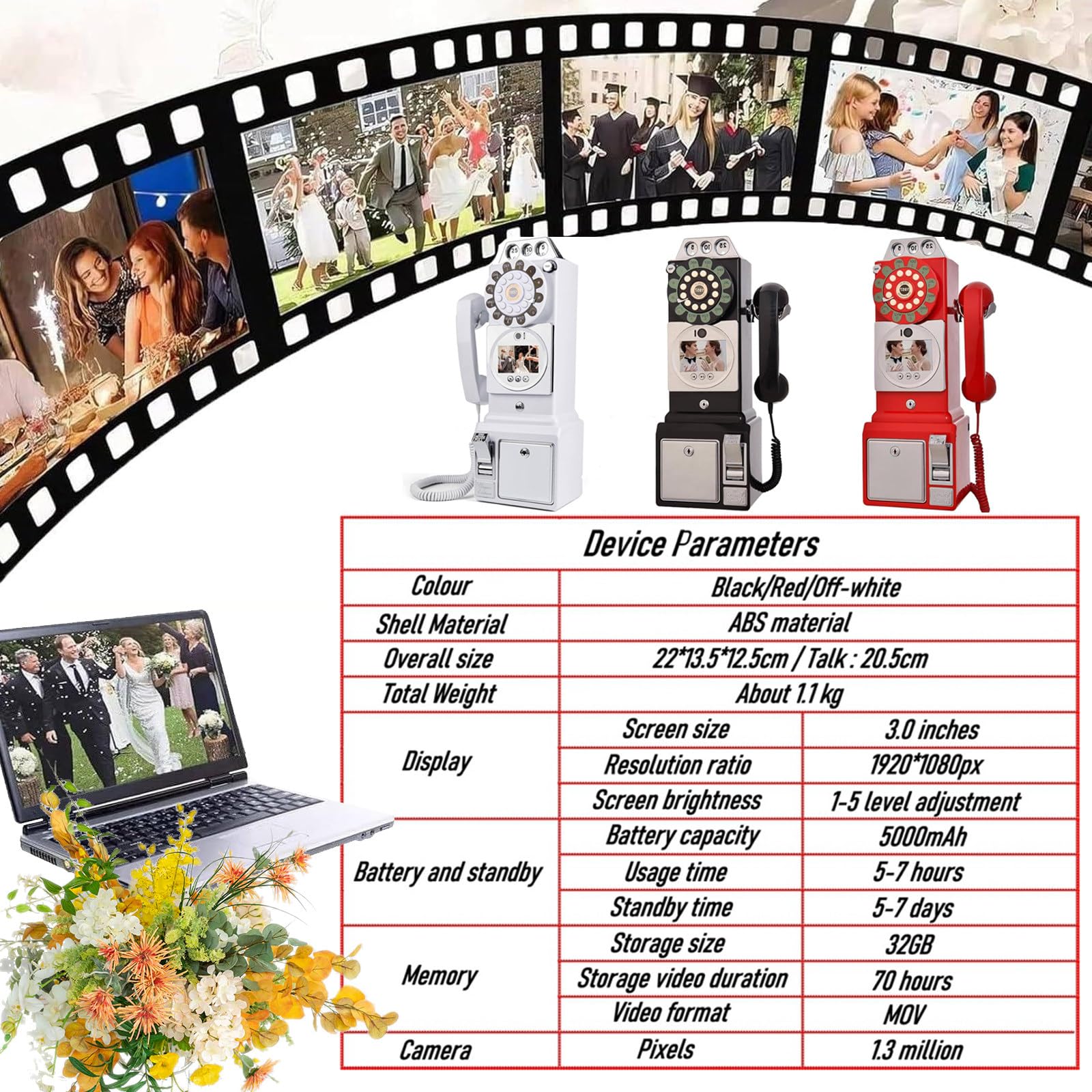 Libro degli ospiti video per registrare messaggi per occasioni speciali a matrimoni, docce, compleanni e anniversari
