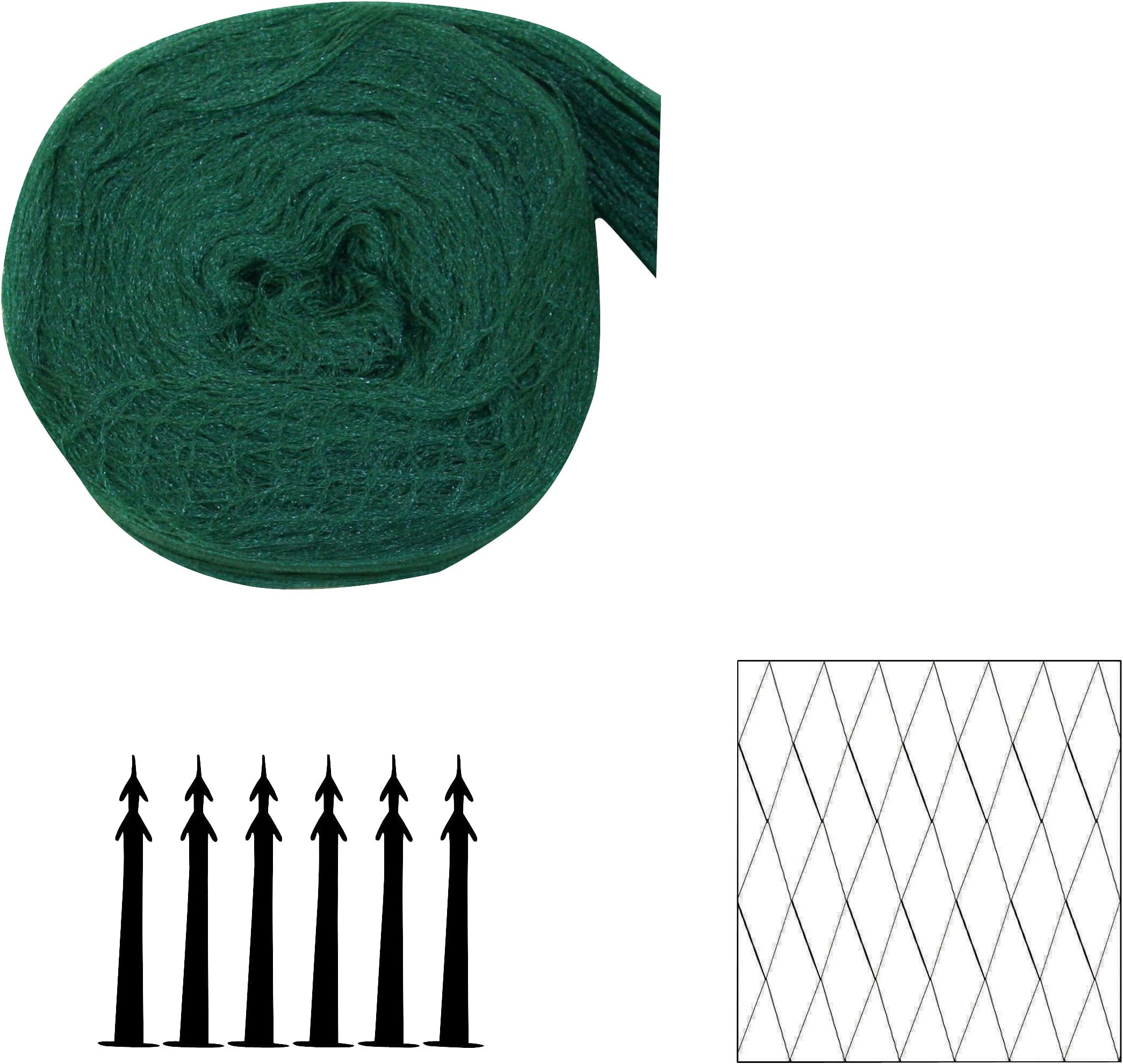 Xclou Plant Netting Protection - 20x20mm Anti-bird Mesh for Vegetable, Plant and Pond Coverage - 2x3m Polythene Garden Net with Ground Anchors