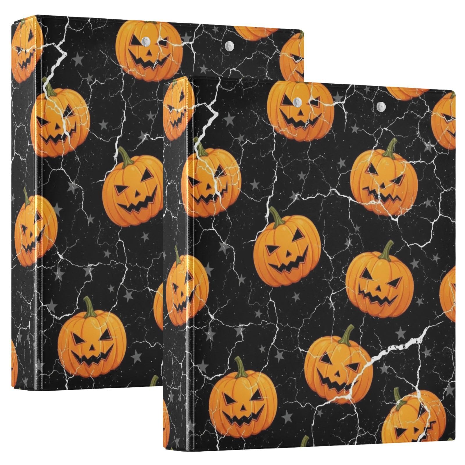 Lantern Pumpkins - Raccoglitore a 3 anelli da 3,8 cm, con portablocco, grande, 3 raccoglitori per scuola, università, ufficio (confezione da 2)