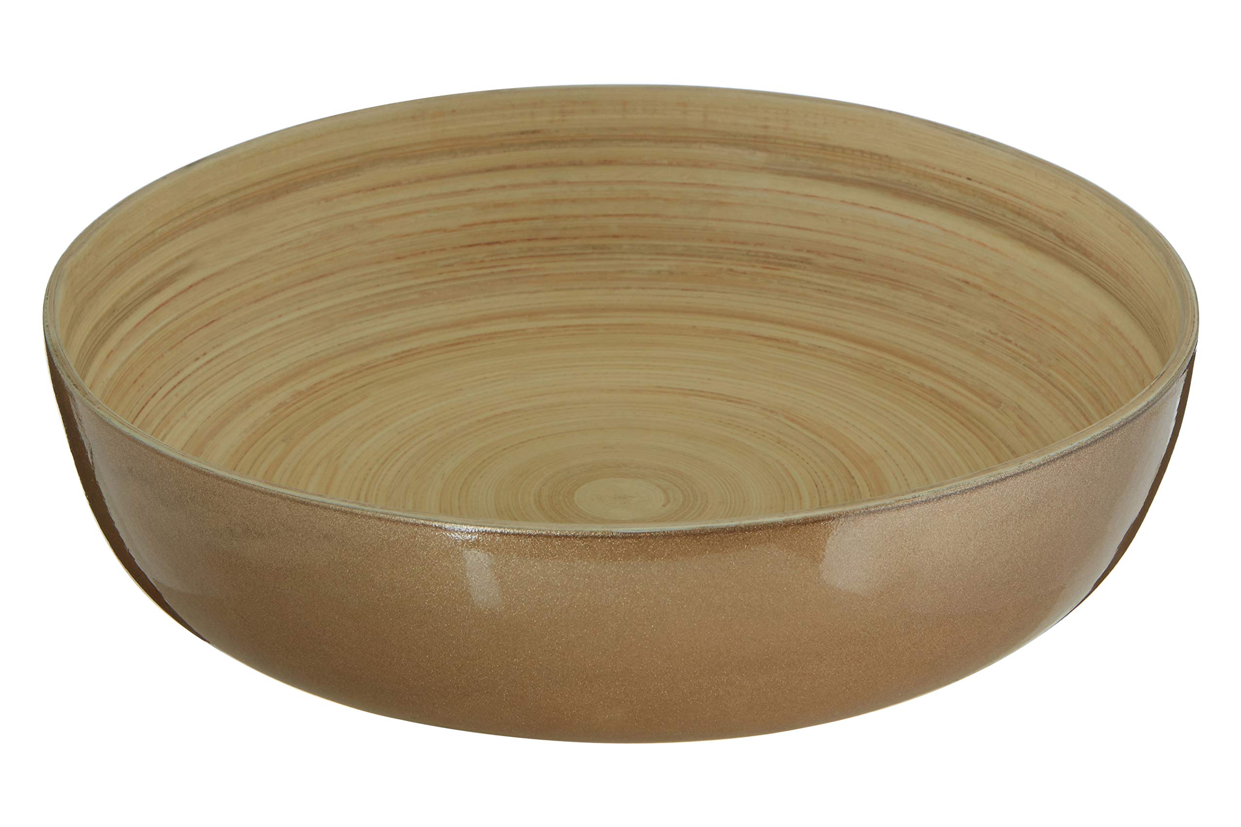 Kyoto Round Salad Bowl, Spun Bamboo, Metallic Gold, H8 x W30 x D30cm - Image 2