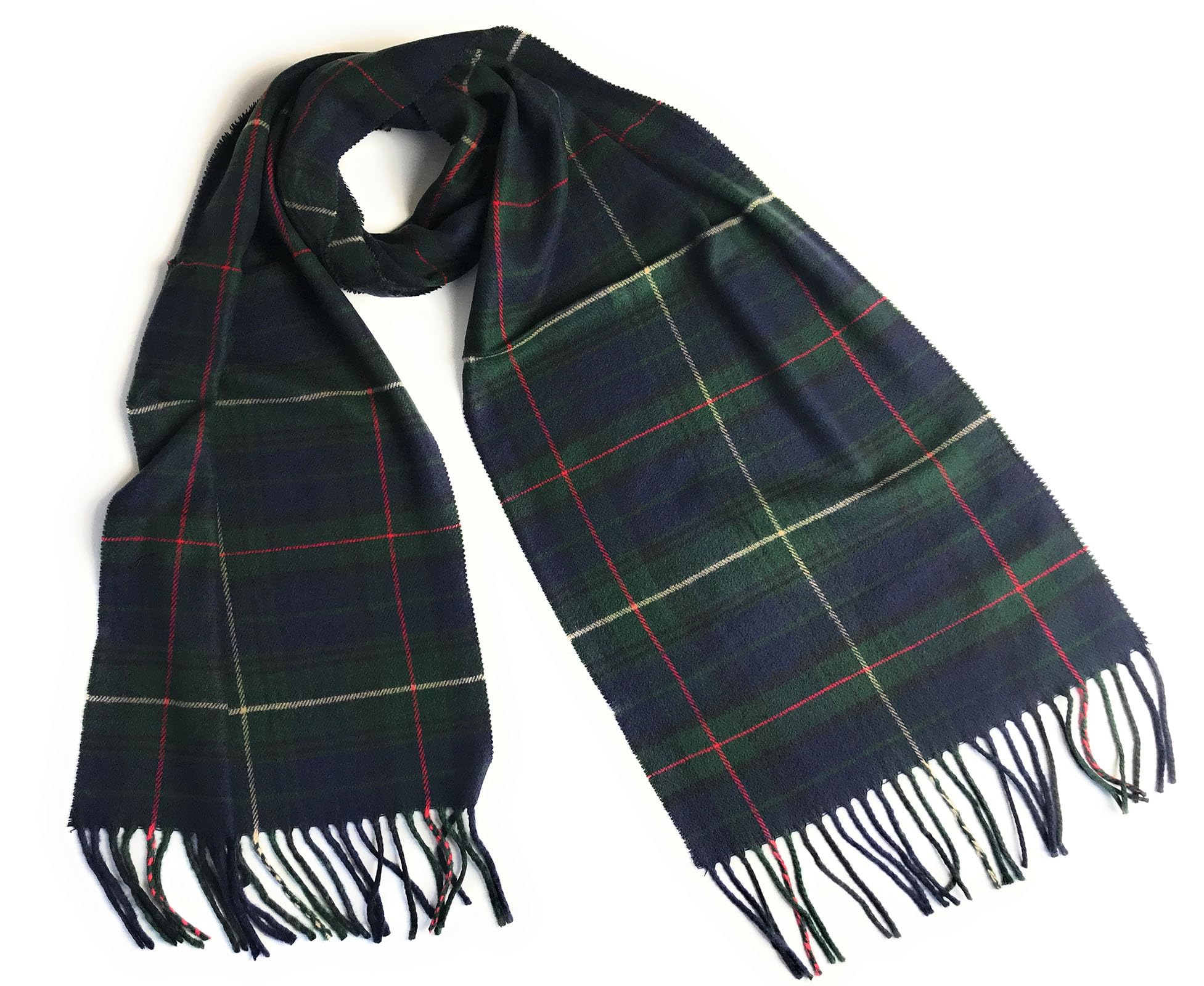 KGM Accessories Super soft check cashmere feel plaid tartan check scarf - Cashmere scarves for Men - Mens soft scarf (Dark green tartan)