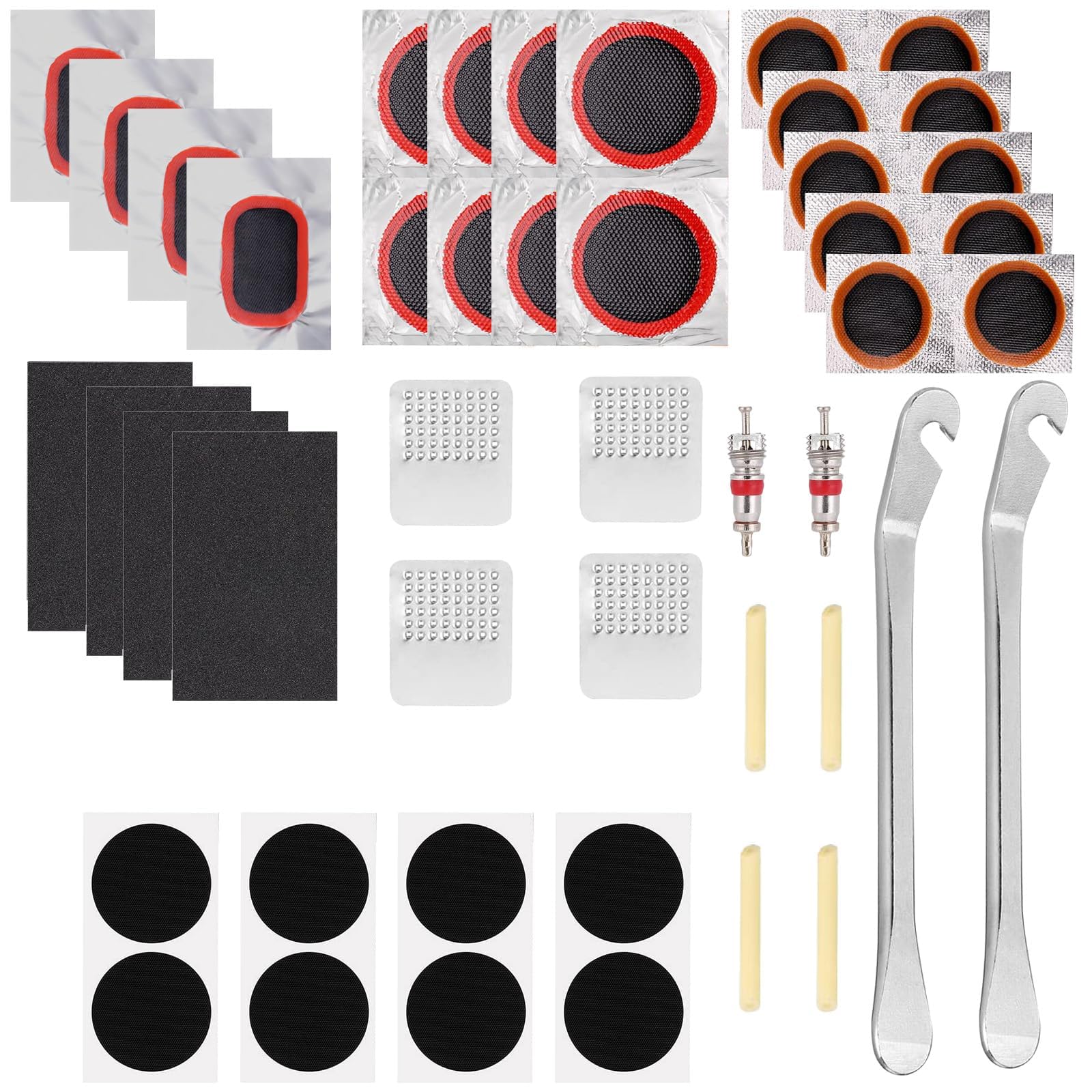 InYoHui 44PCS Bike Puncture Repair Kit Tyre Patches Levers Rasp Storage Box