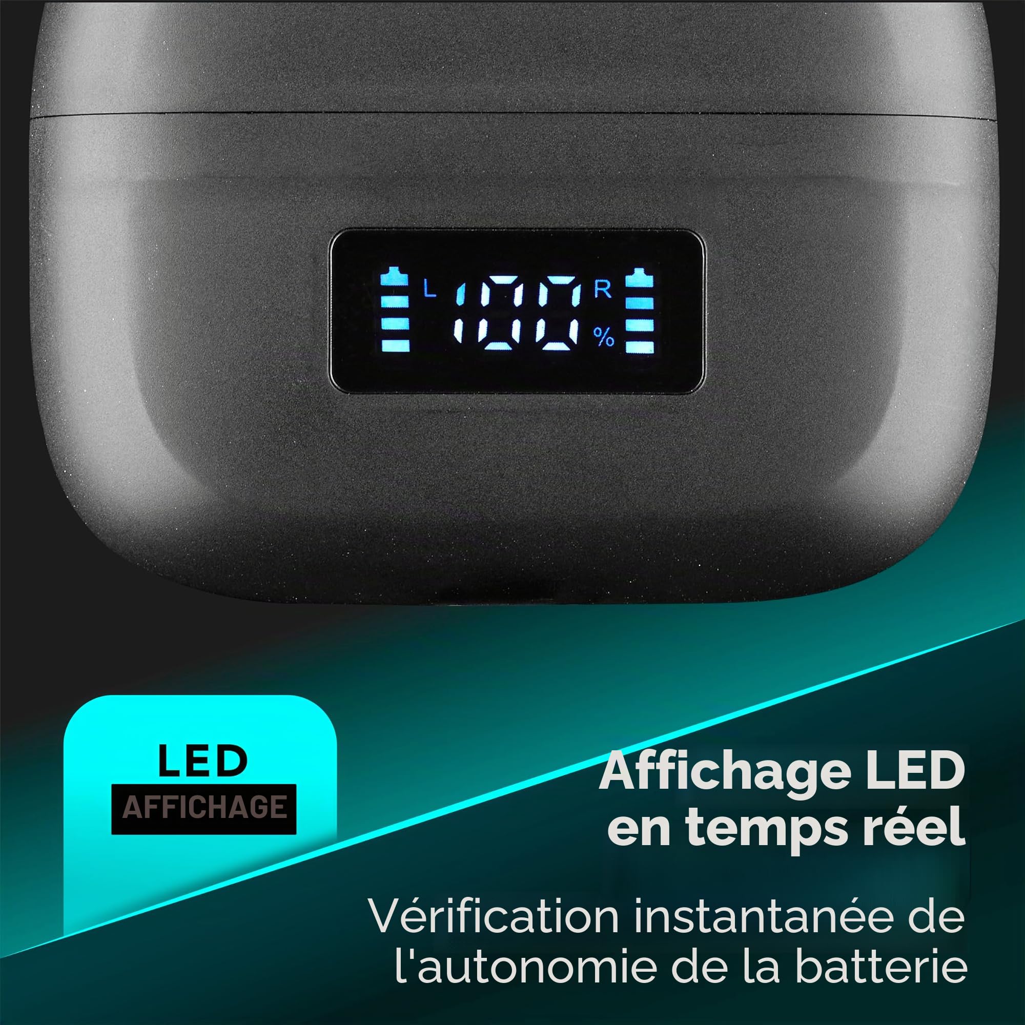 Cellularline Tone TWS Bluetooth Écouteurs Intra-Auriculaires avec ENC (Environnement Noise Cancelling), 4 Microphones, écran LED, Total Play Time 20 Heures, Noir