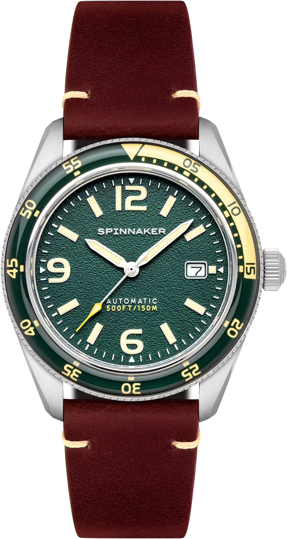 Spinnaker Fleuss Men's Automatic Dive Watch – Seiko NH35 Movement, 43mm Stainless Steel Case, 150m Water Resistant, Leather Strap, SP-5055