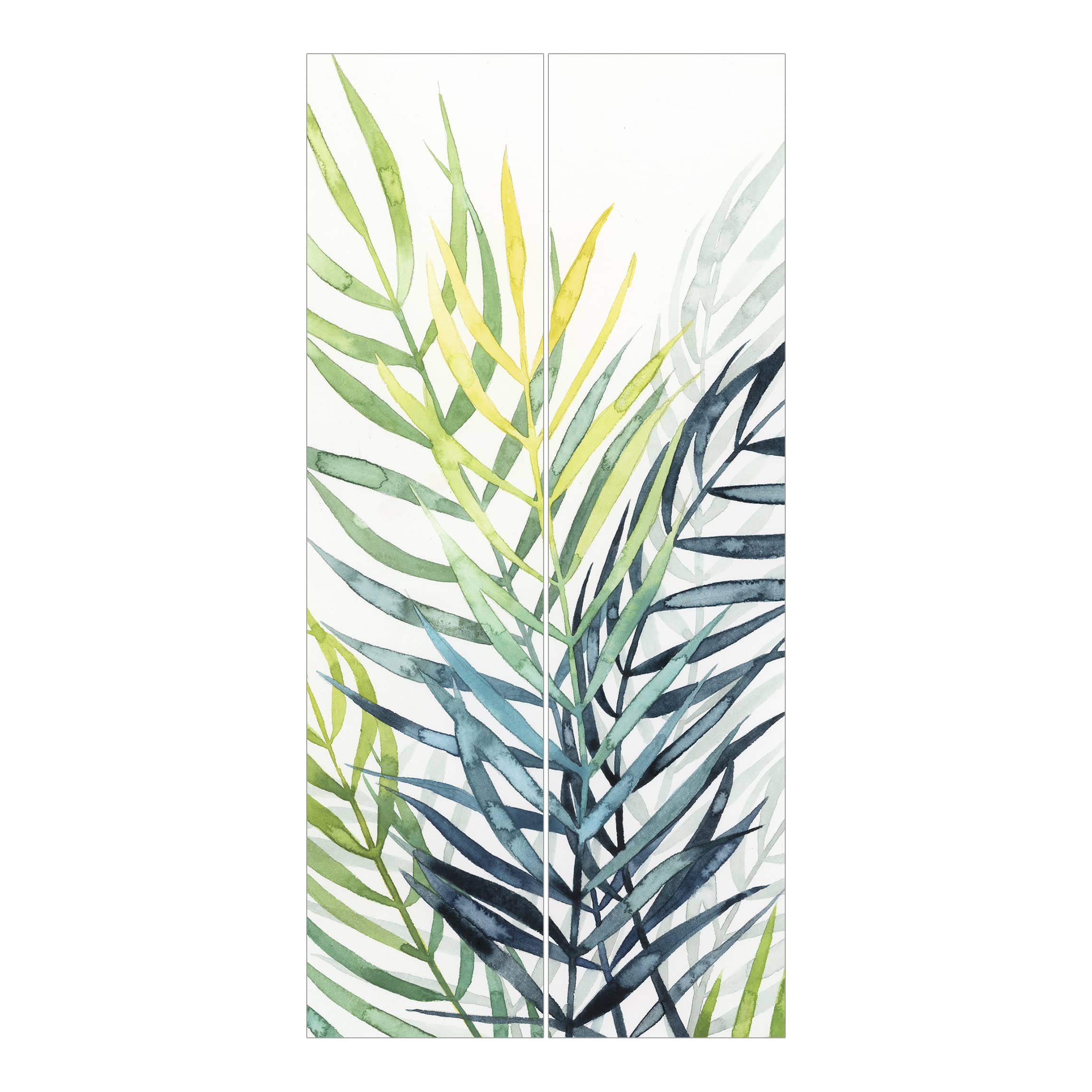 Schiebegardine halbtransparent 60er Paneel Klett Blumen Textil lichtdurchlässig - Pflanzen Aquarell Flächenvorhang Weiss Wohnzimmer Schlafzimmer 2046 (120x250 cm - 2er Set)