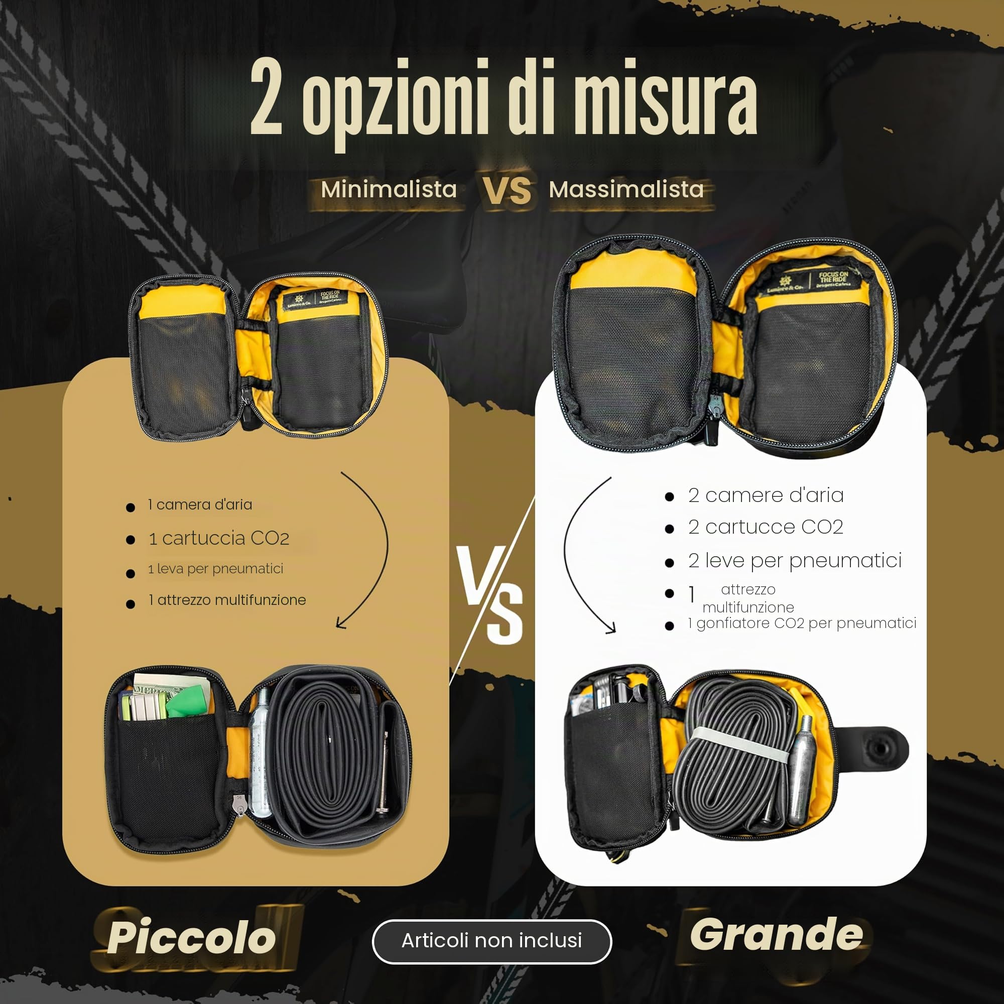 Lumiere & Co. Falcon Magnetic Saddle Bag - 0,37L | 5“ x 3” x 1,5" | Design elegante e minimalista, fissaggio rapido con fibbia magnetica | Borsa da sella per ciclismo su strada (Nero, Ultra Small)