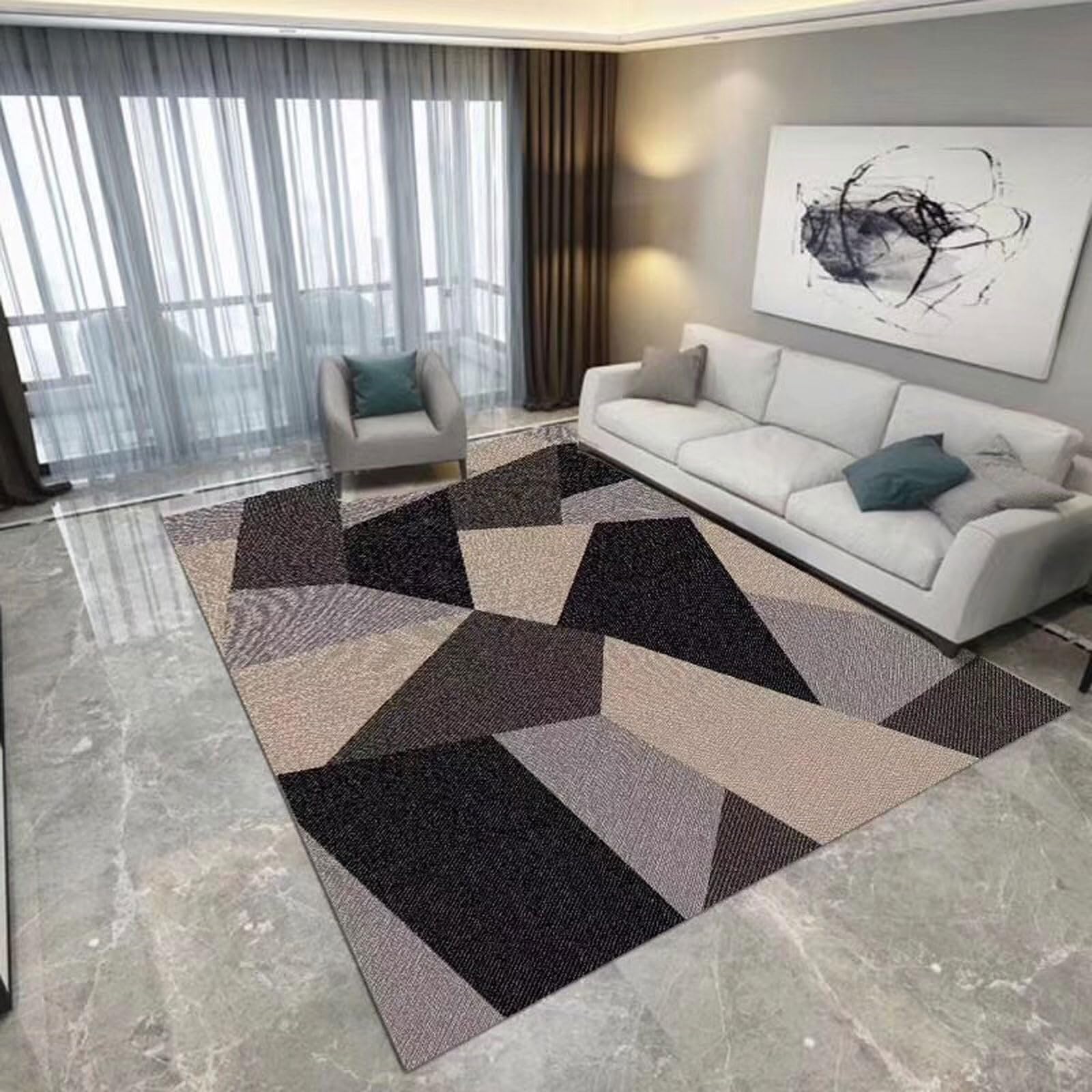 Tapis rectangulaire moelleux grand confort pour salon et chambre