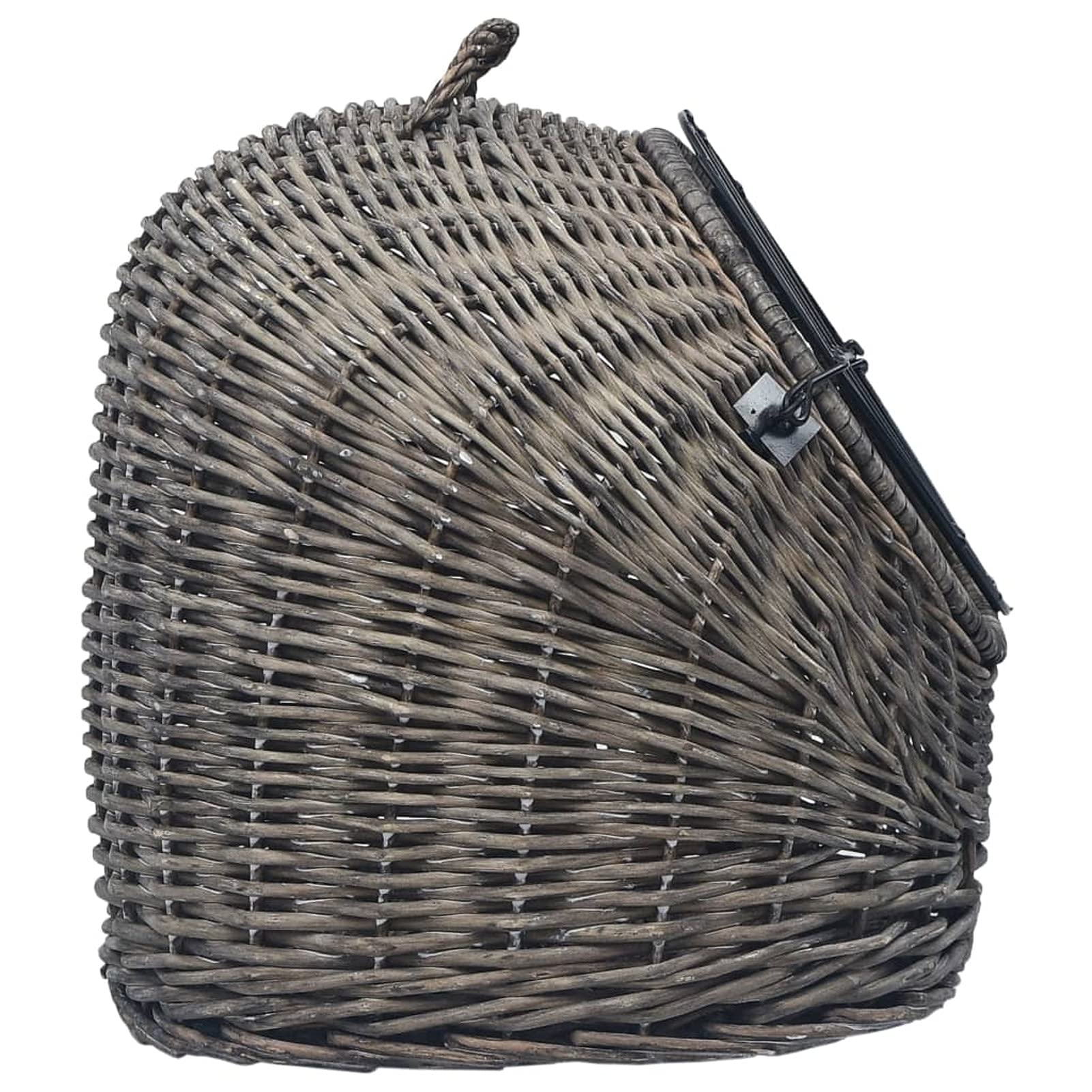 Katzen Transportkorb Katzenkorb Transportbox Grau Natürliche Weide 45×35×35 cm