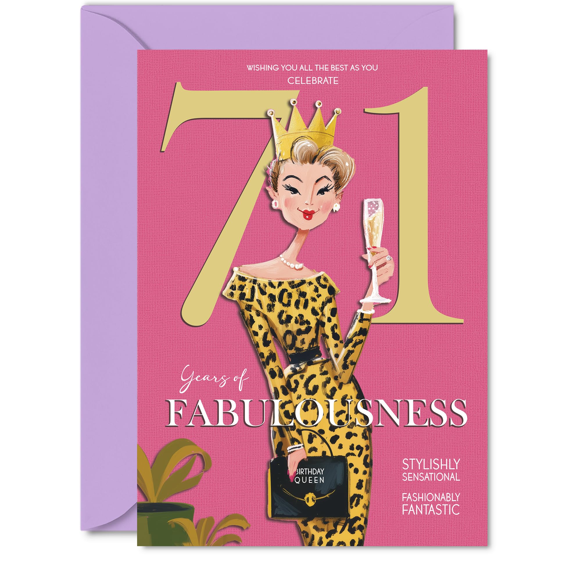 71st Birthday Cards for Women - Years Of Fabulousness - Happy Birthday Card for 71 Year Old Woman Nan Cousin Auntie Grandma, 5x7 Inch Bday Greeting Cards