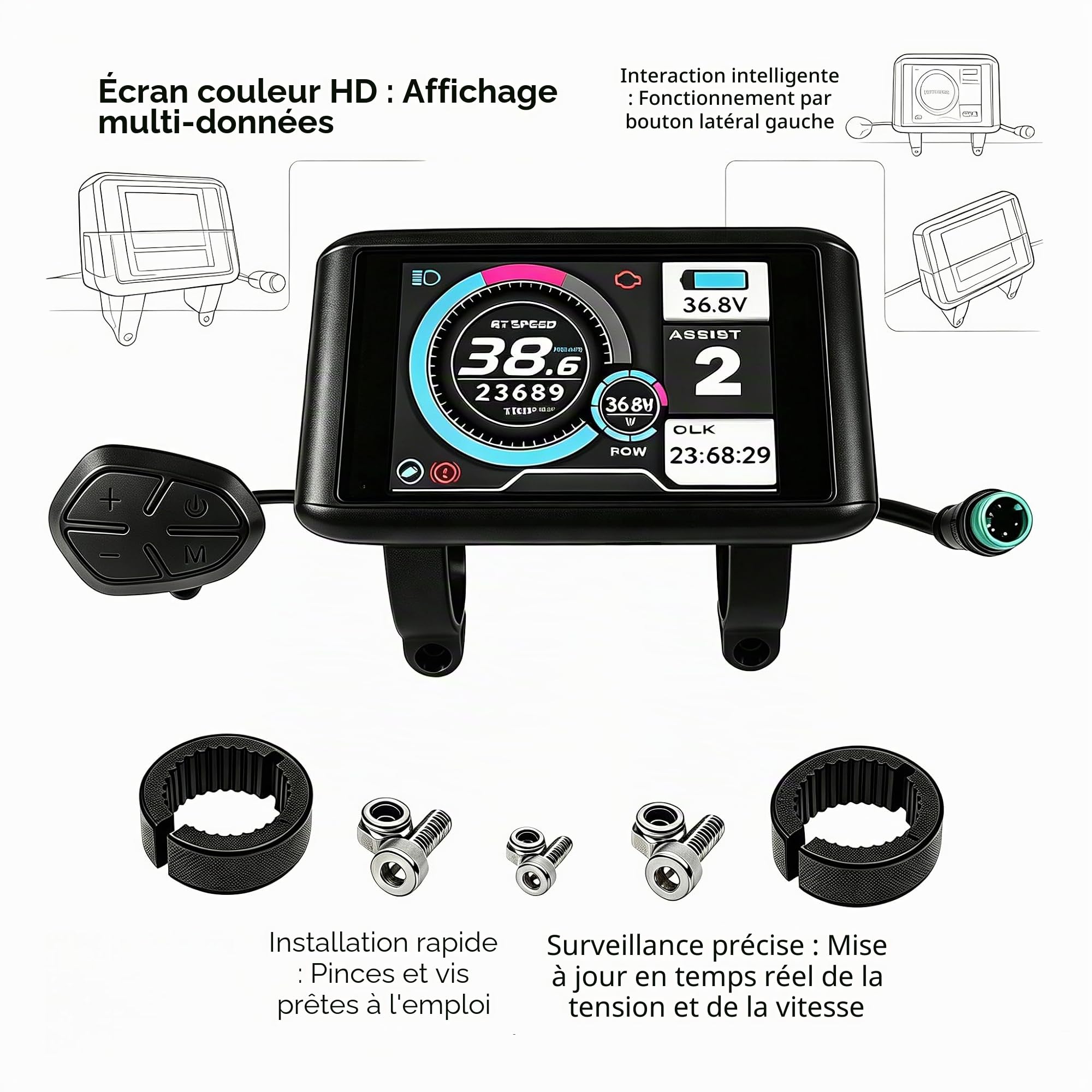 Batterie 72V 26Ah pour Moteur dans Le Moyeu 48V-72V 3000W, Roue Arrière 20"-29", avec Contrôleur à Onde Sinusoïdale 60A, Patte de Dérailleur 135mm (Arrière 27.5 Pouces, Ampères-Heures, 26)