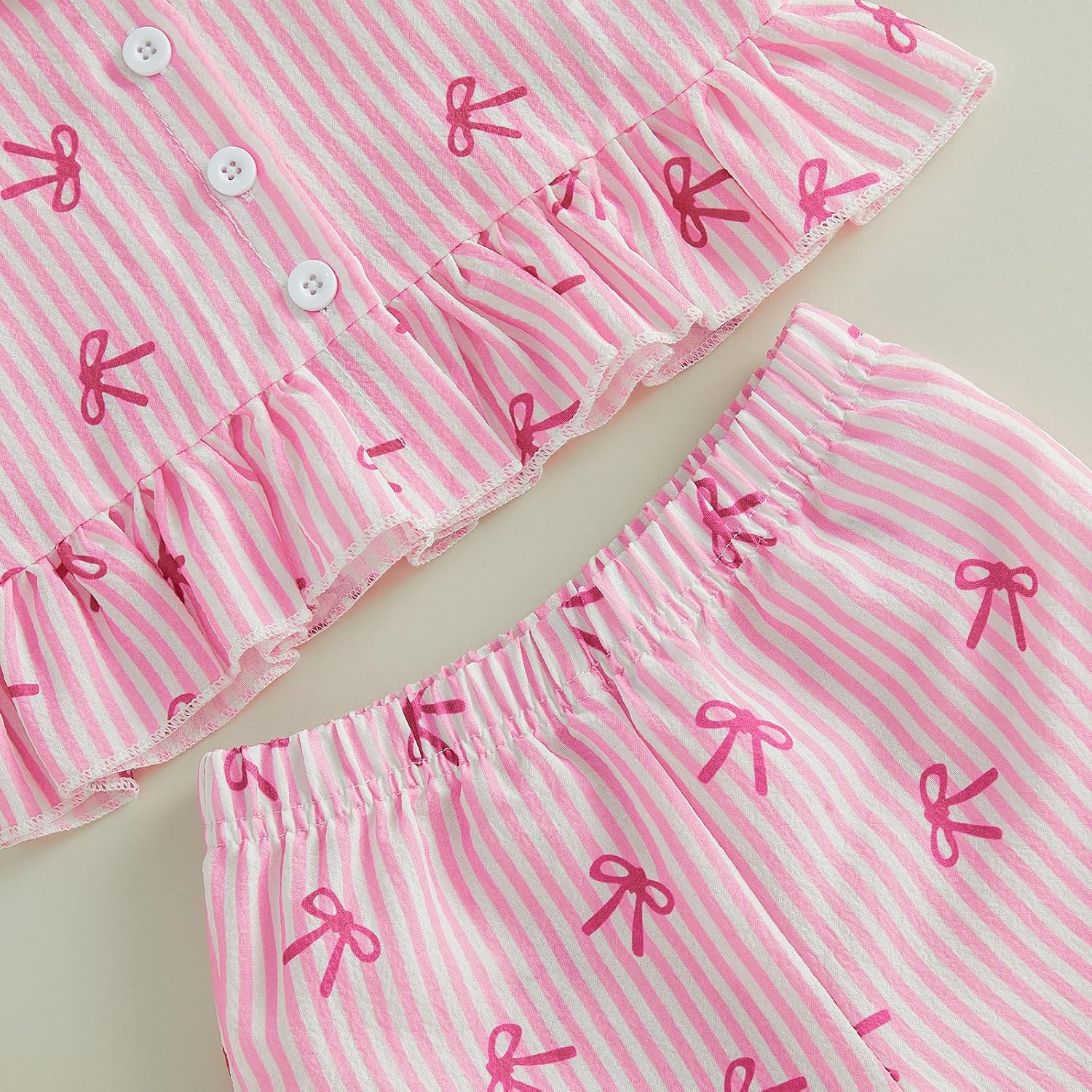 Kavousa Little Girls 2PCS Striped Pants Sets Sleeveless Ruffle Trim Tank Tops Trousers Summer Outfits