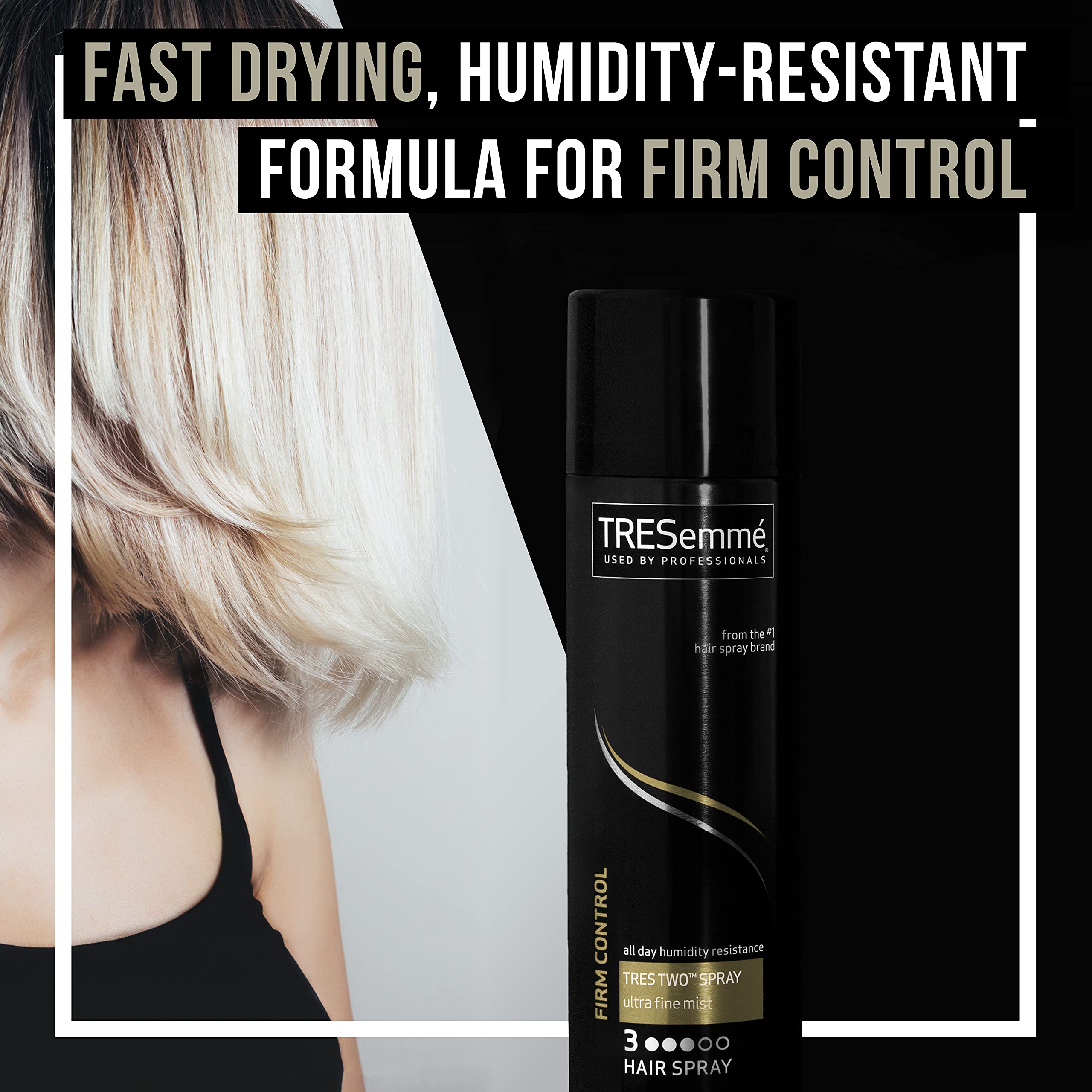 TRESemmé TRES Two Ultra Fine Mist Hair Spray For All Hair Types, Firm Control Hair Styling Anti-Frizz Hairspray With All-Day Humidity Resistance 11 oz