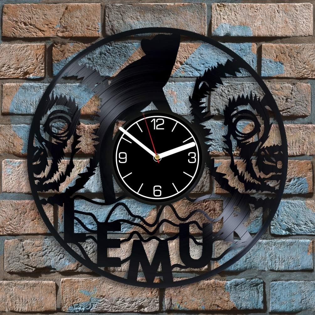 Animal Decoration 12 inch Wall Clock Lemur Wall Art Nature Art Birthday Gift for Boy Nature Wall Clock Modern Cute Animal Clock Lemur Vinyl Clock Xmas Gift Lemur Vinyl Record Wall Clock