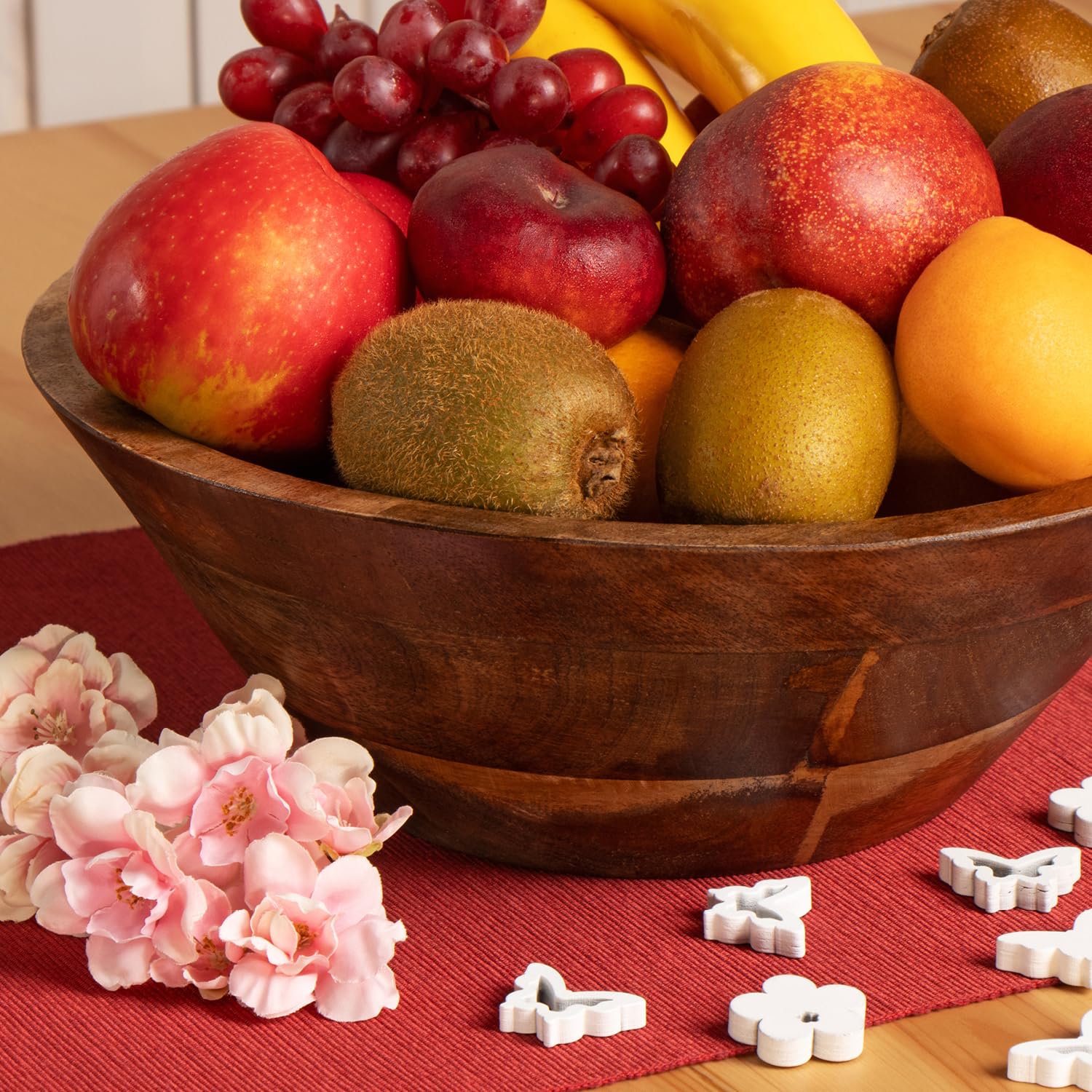 com-four® Bol décoratif en Bois d'acacia - Bol à Fruits Moderne - Bol à Snack Rustique Ø 29 cm - Bol de Service de Forme Conique - Décoration d'intérieur Naturelle en Bois - Saladier