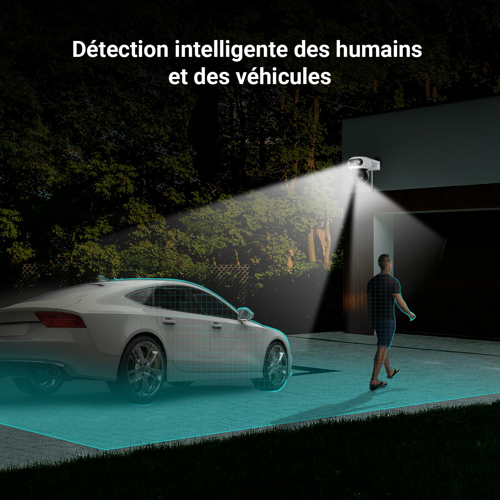 EZVIZ 8MP (4MP+4MP) Caméra Surveillance WiFi Extérieure à Double Objectif, Caméra Extérieure 360°, Vision Nocturne Couleur, Détection de Personne/Véhicule, Audio Bidirectionnel, Étanche, C90 Dual