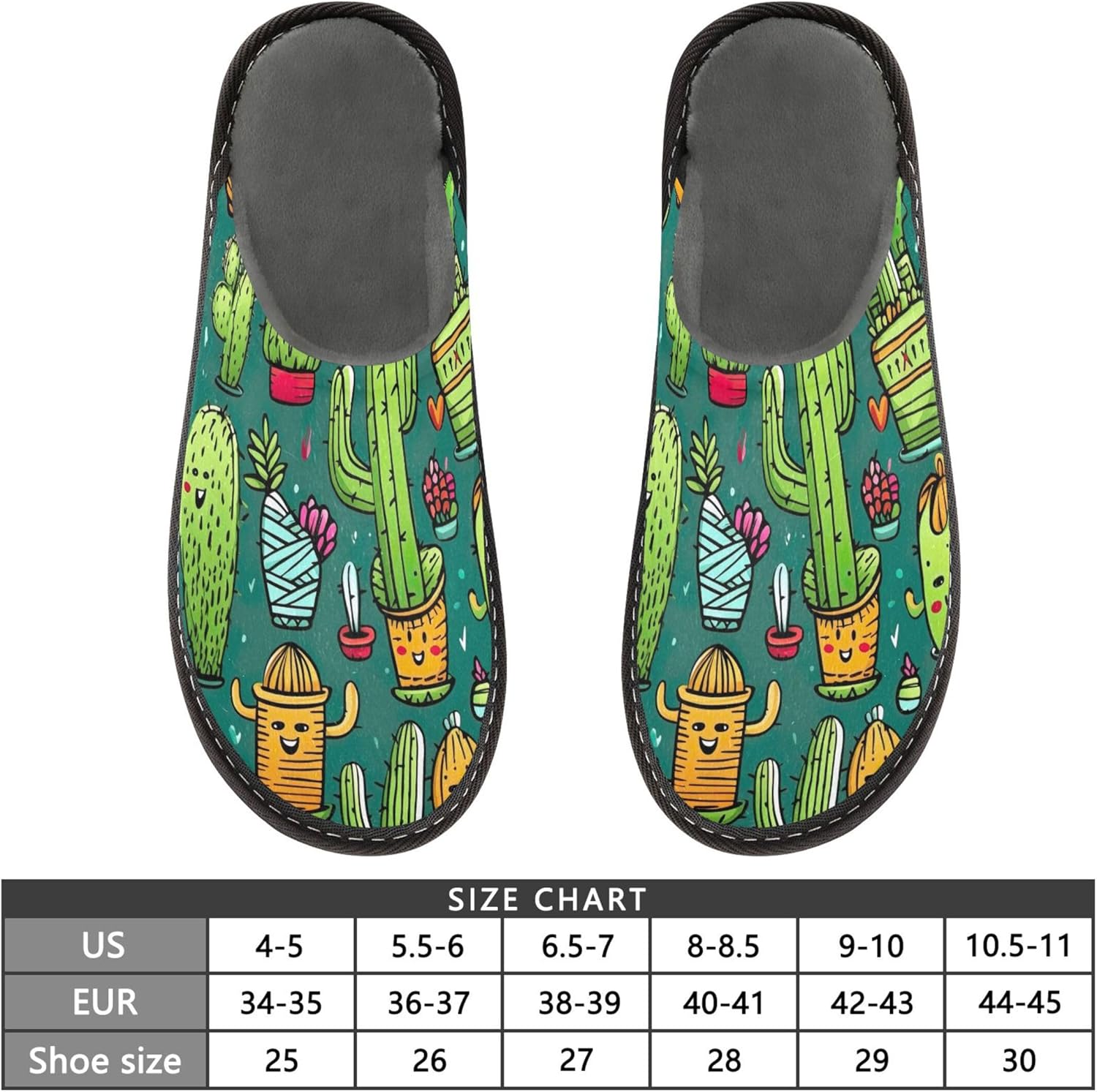 Cactus House Slippers – Cozy Fuzzy Slippers for Guests, Washable & Disposable, Perfect for Shoeless Home, Spa & Hotel Use A110098