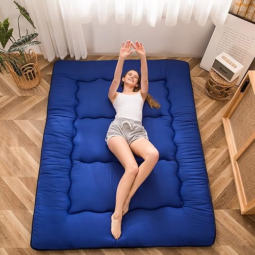 Miniatura 479 de Colchón futón japonés de piso gris constelación, de piso tatami, portátil, para acampar, para niños, sofá cama plegable enrollable con protector de