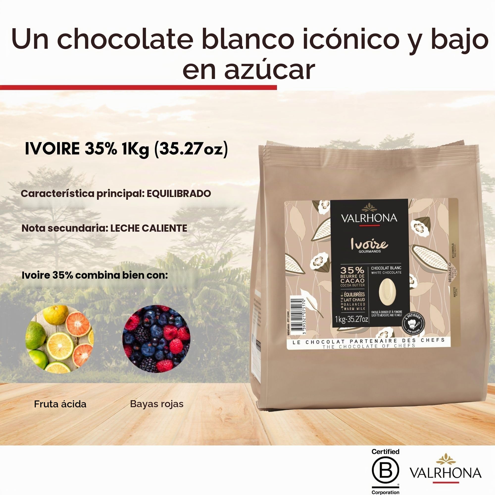 Fèves chocolat blanc IVOIRE Valrhona 1kg