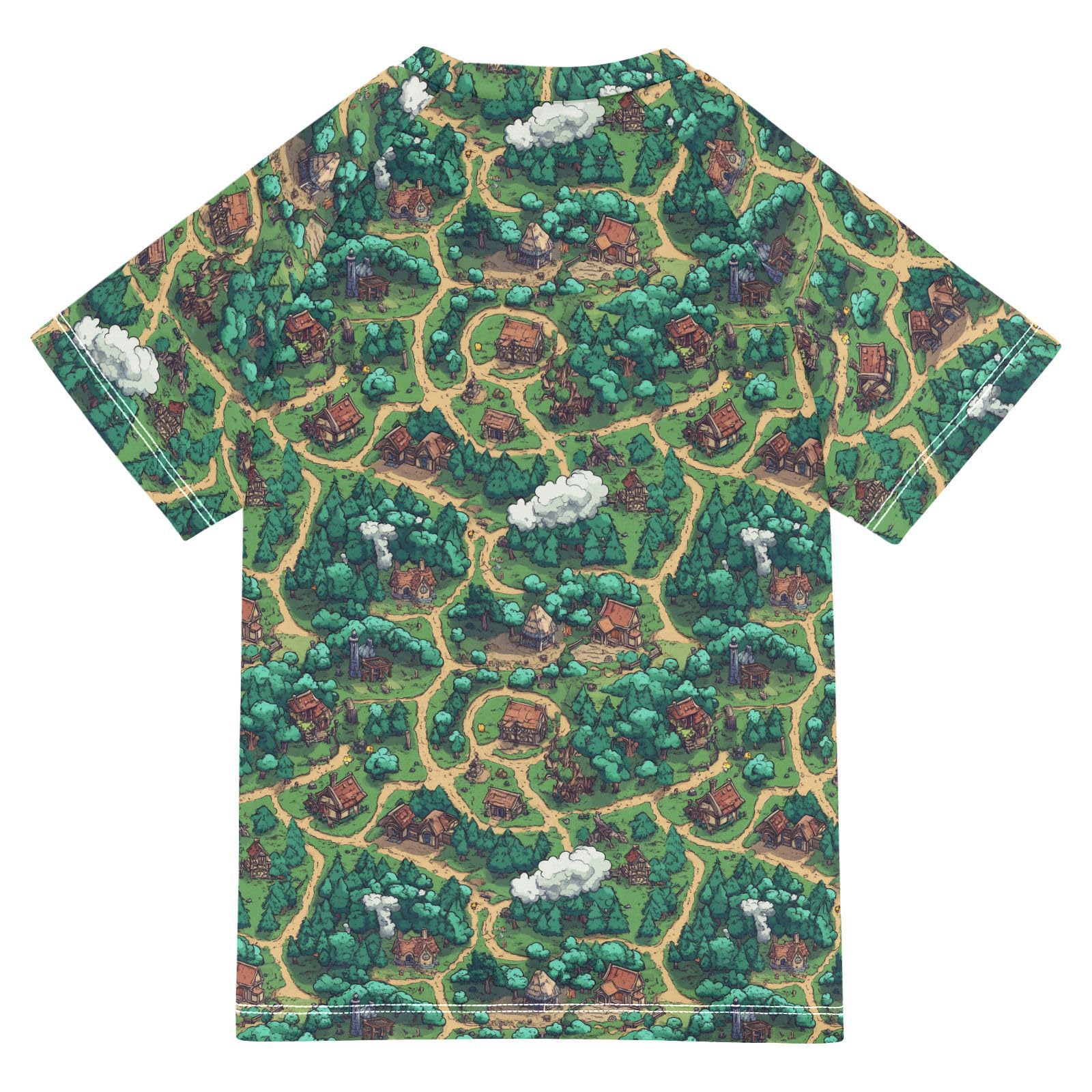 Bathing Suit Girls Short Sleeve Girls Rash Guard Top 9T Game Map