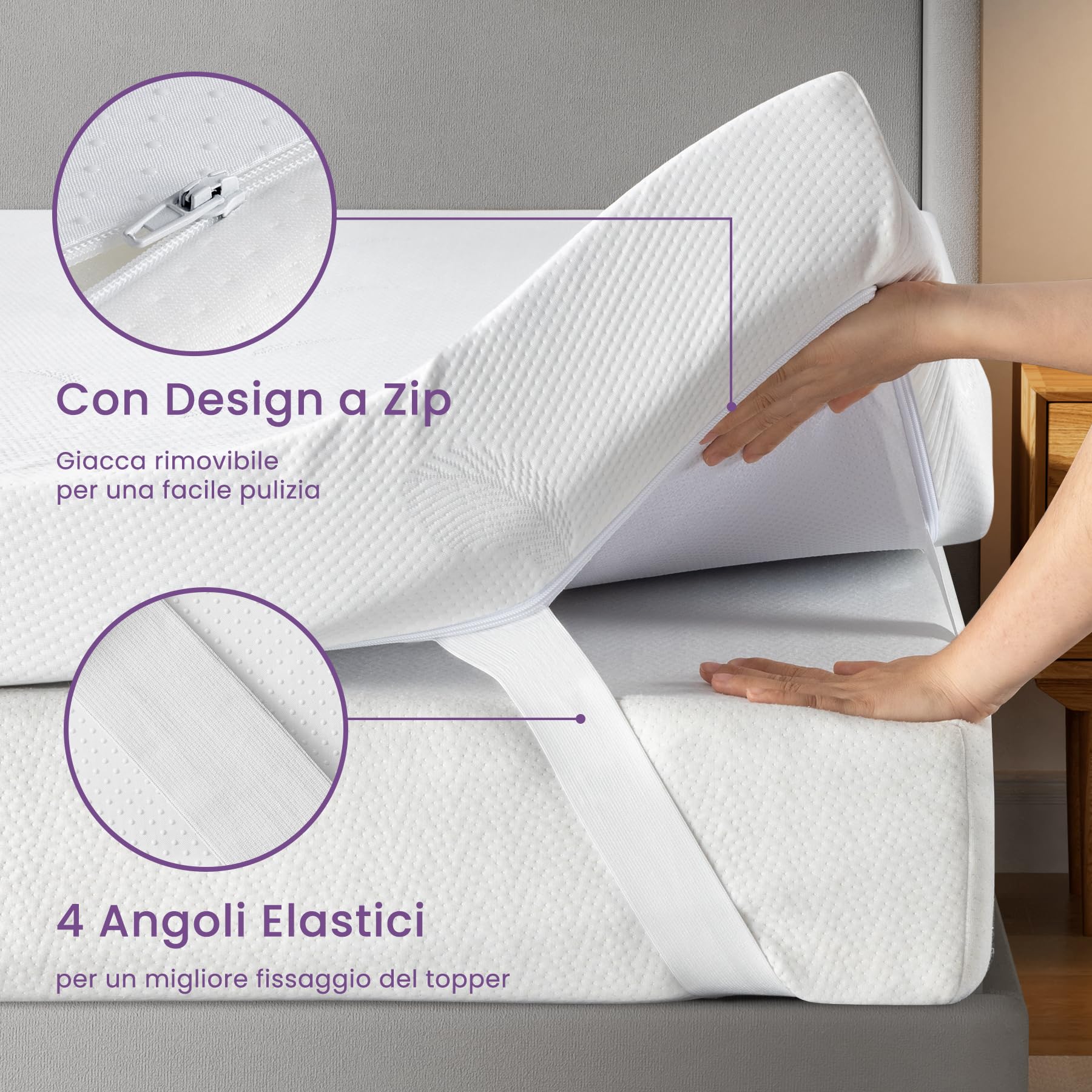 BedStory Topper Matrimoniale 180x200 da 10 CM, Topper in Memory Foam con Profumo di Lavanda, Topper per Materasso Correttore con Angoli Elastici