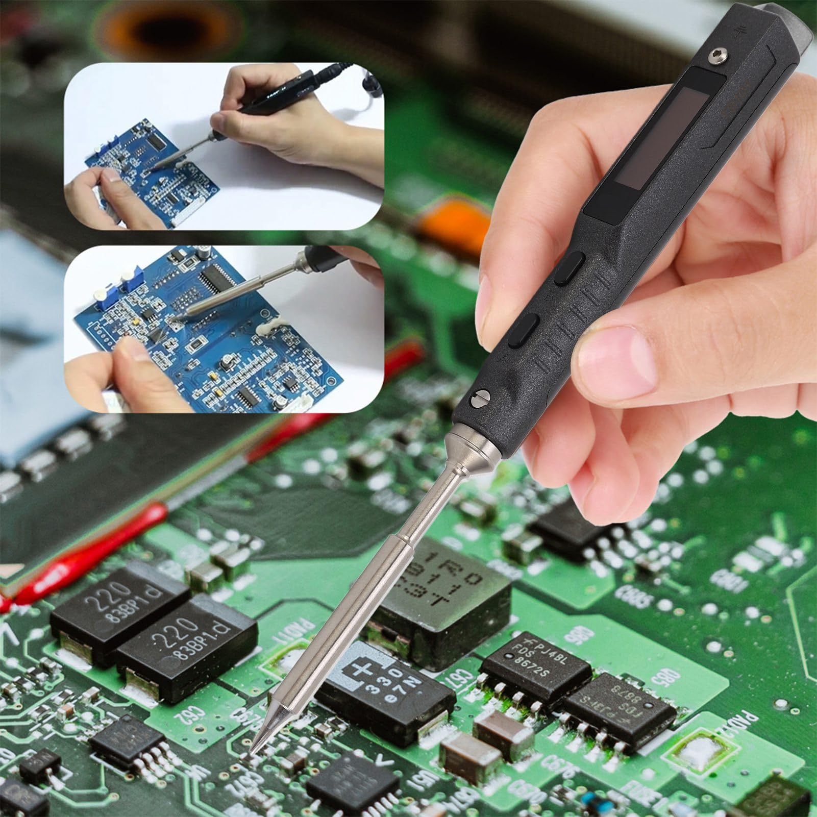 Saldatore Elettrico TS100 Mini Saldatore Digitale 65W Kit di Saldatura Elettrica Portatile a Forma di Penna per Riparazioni di Circuiti Stampati e Componenti Elettronici