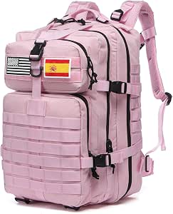 Mochila Tática 50 Litros con Sistema Molle - Gran Capacidad Militar Impermeable para Emergencias de 3 Días Caza Senderismo y Acampadas - Mochila para Actividades al Aire Libre (Rosa)