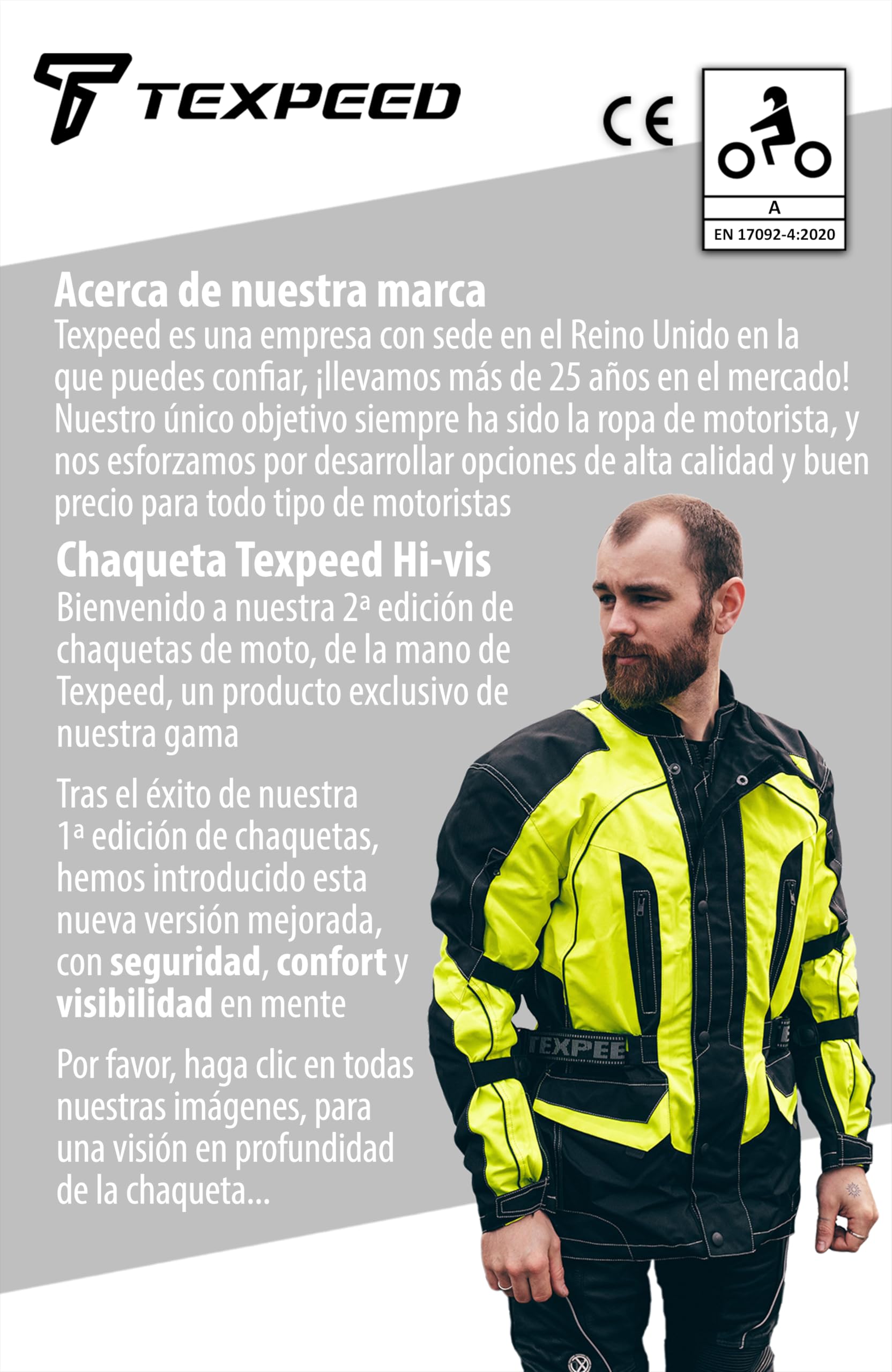 Texpeed, Chaqueta impermeable de alta visibilidad para motocicleta